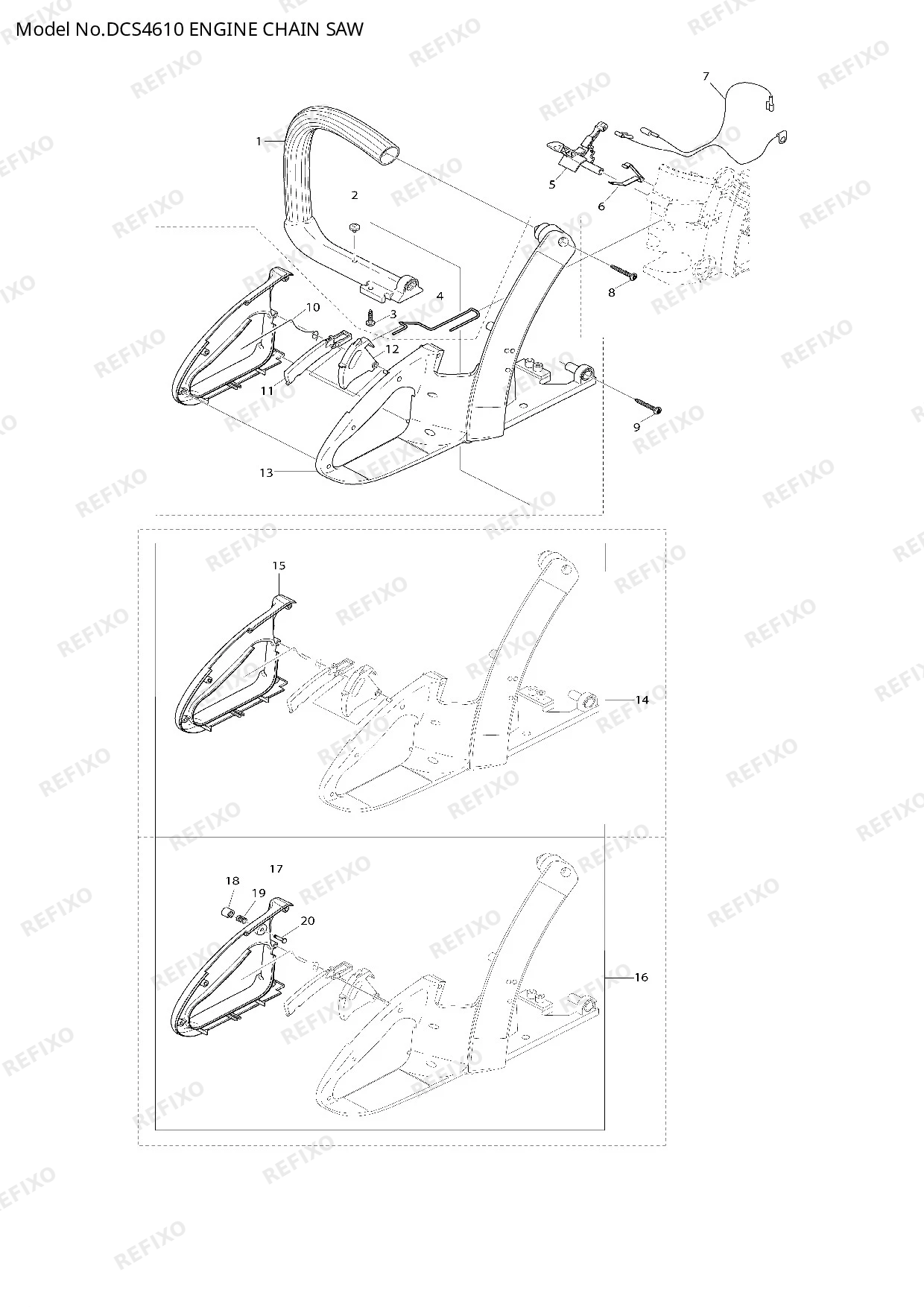 Деталировка MAKITA DCS4610 — схема запчастей в разборе