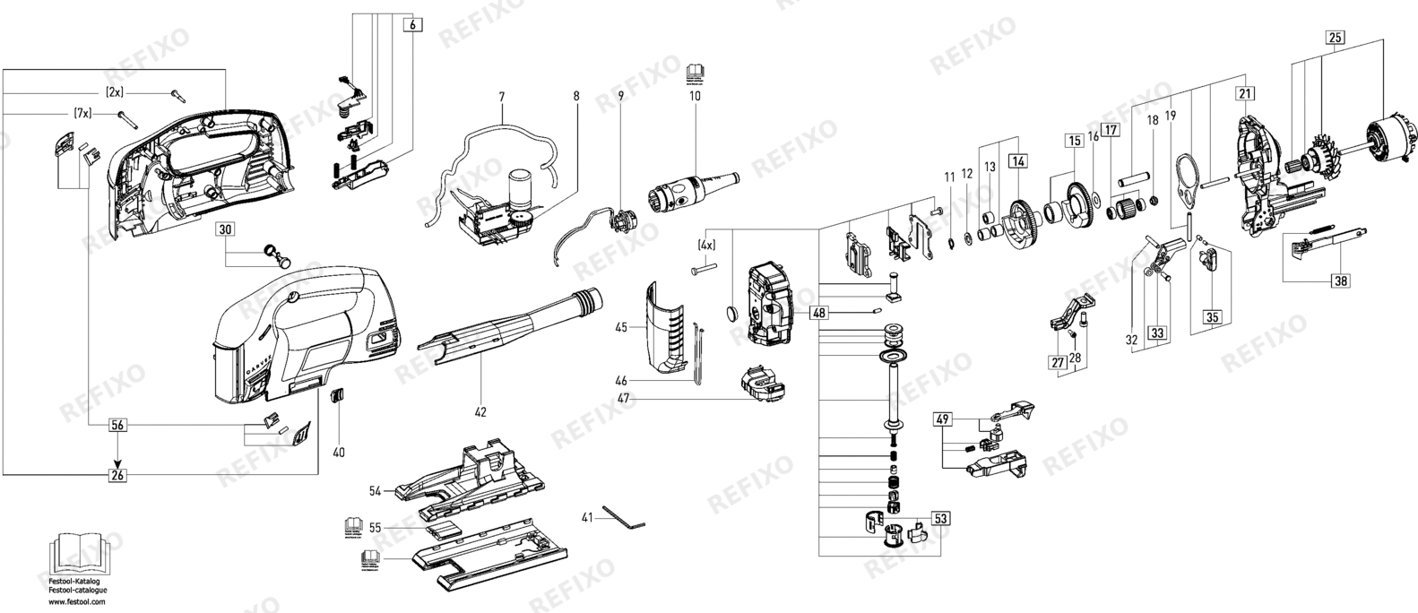 Деталировка Festool PSB 420 EBQ 230V - Pendelstichsäge 10003822 — схема запчастей в разборе