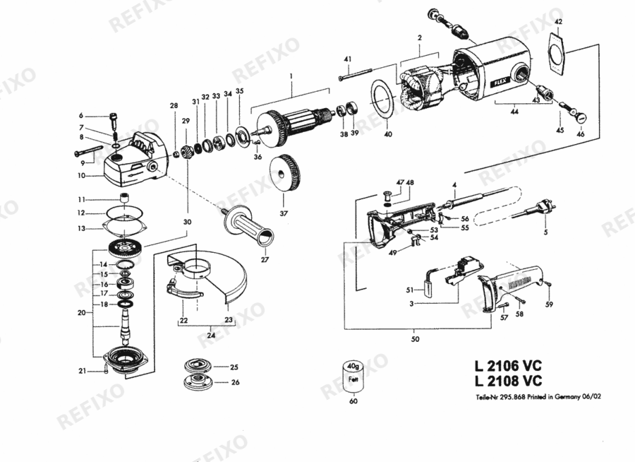 Деталировка Flex L 2108 VC 230CEE 259179 — схема запчастей в разборе