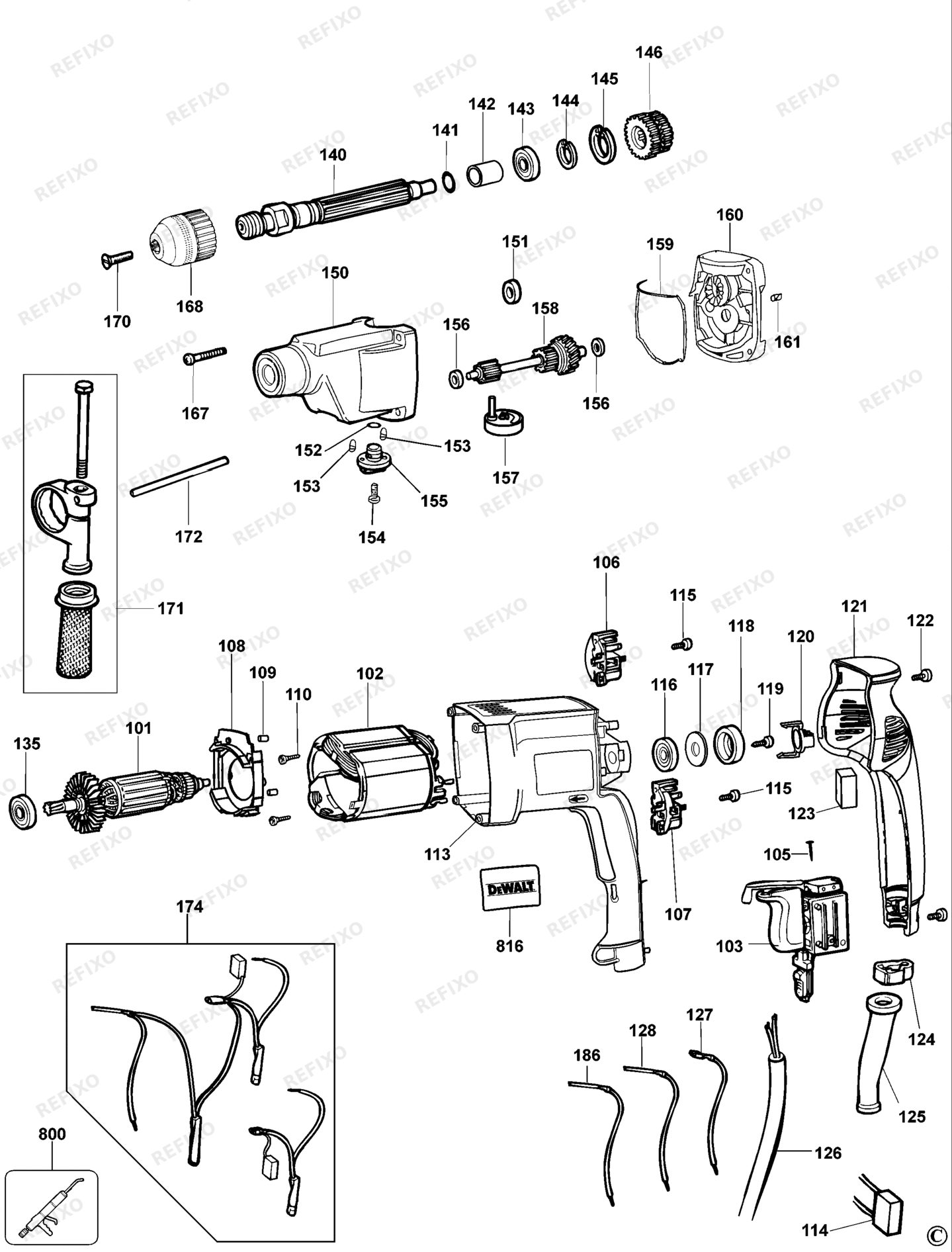 Деталировка DeWalt DW233K-QS TYPE 2 BOHRER DW233K-QS DW233K — схема запчастей в разборе