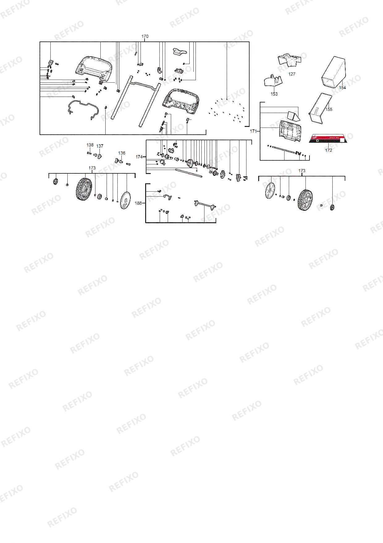 Деталировка MILWAUKEE M18F2LM46 0 4933492010 4000497413 — схема запчастей в разборе