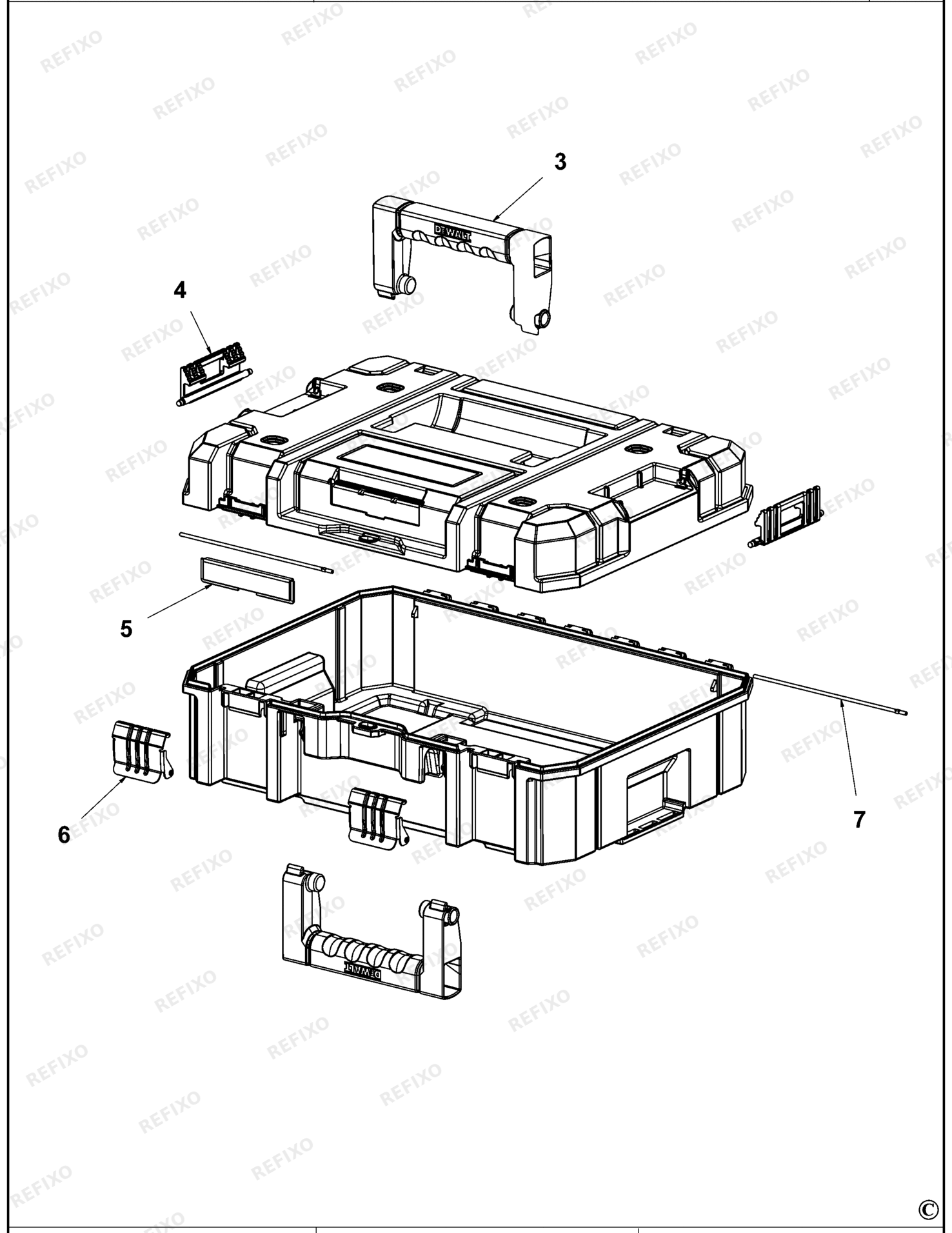 Деталировка DeWalt DWST83345-1-XJ TYPE 1 WERKZEUGBOX DWST83345-1-XJ DWST83345-1 — схема запчастей в разборе