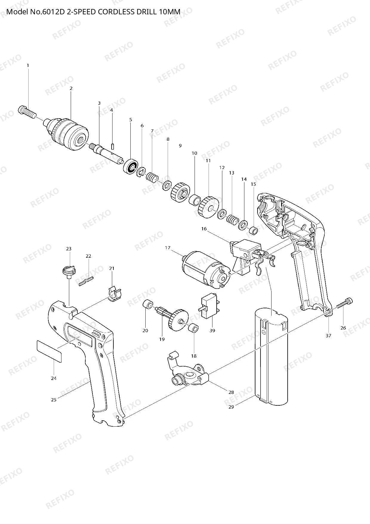 Деталировка MAKITA 6012D — схема запчастей в разборе