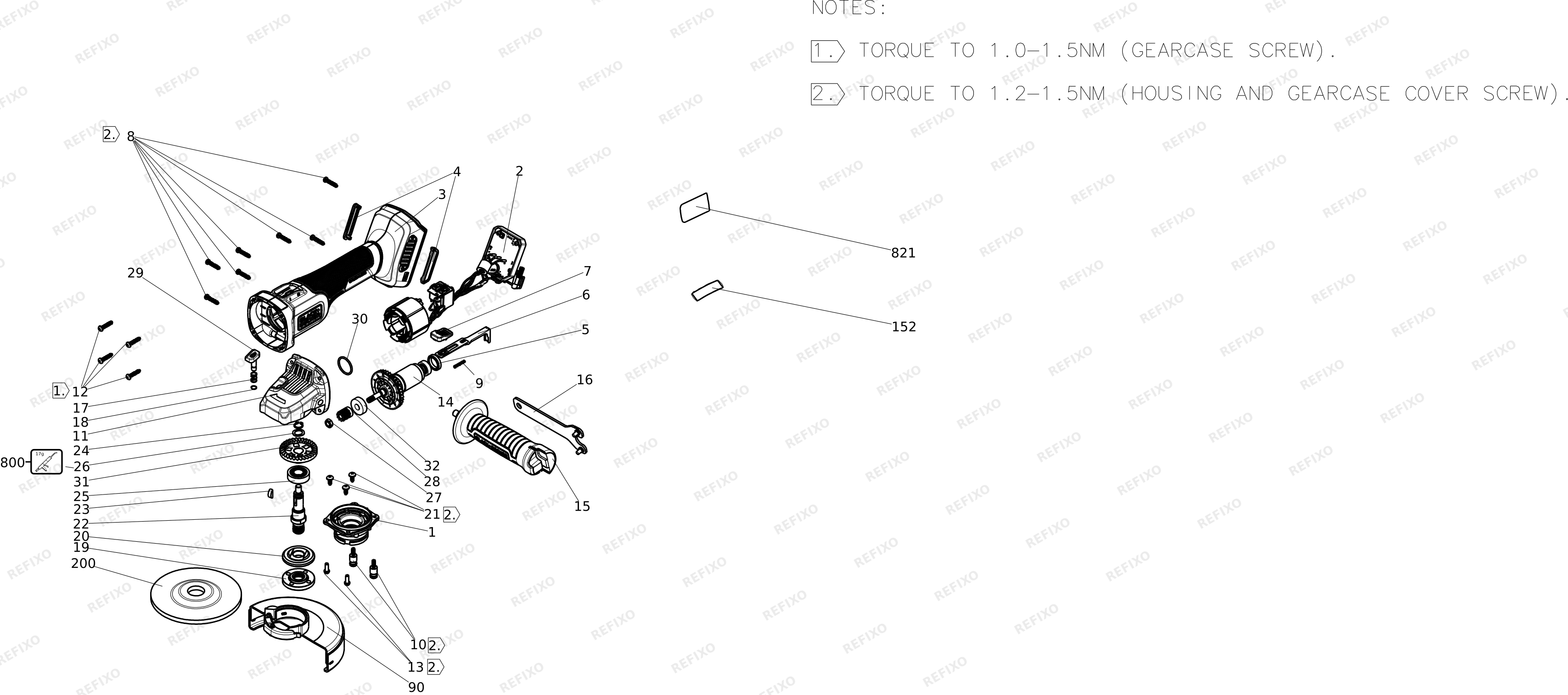 Black&Decker ШЛИФОВАЛЬНЫЙ СТАНОК BLCG78NZ — схема запчастей