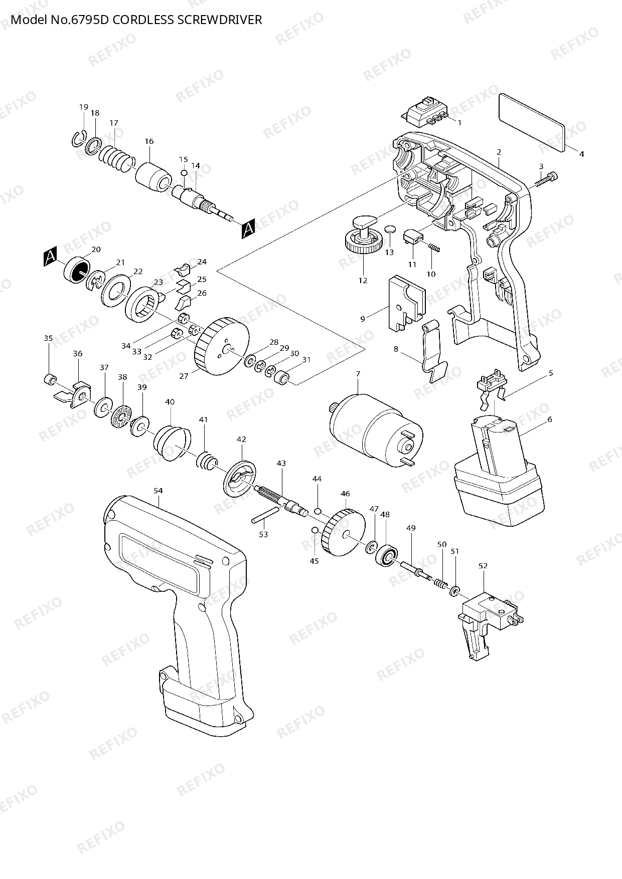 Деталировка MAKITA 6795D — схема запчастей в разборе
