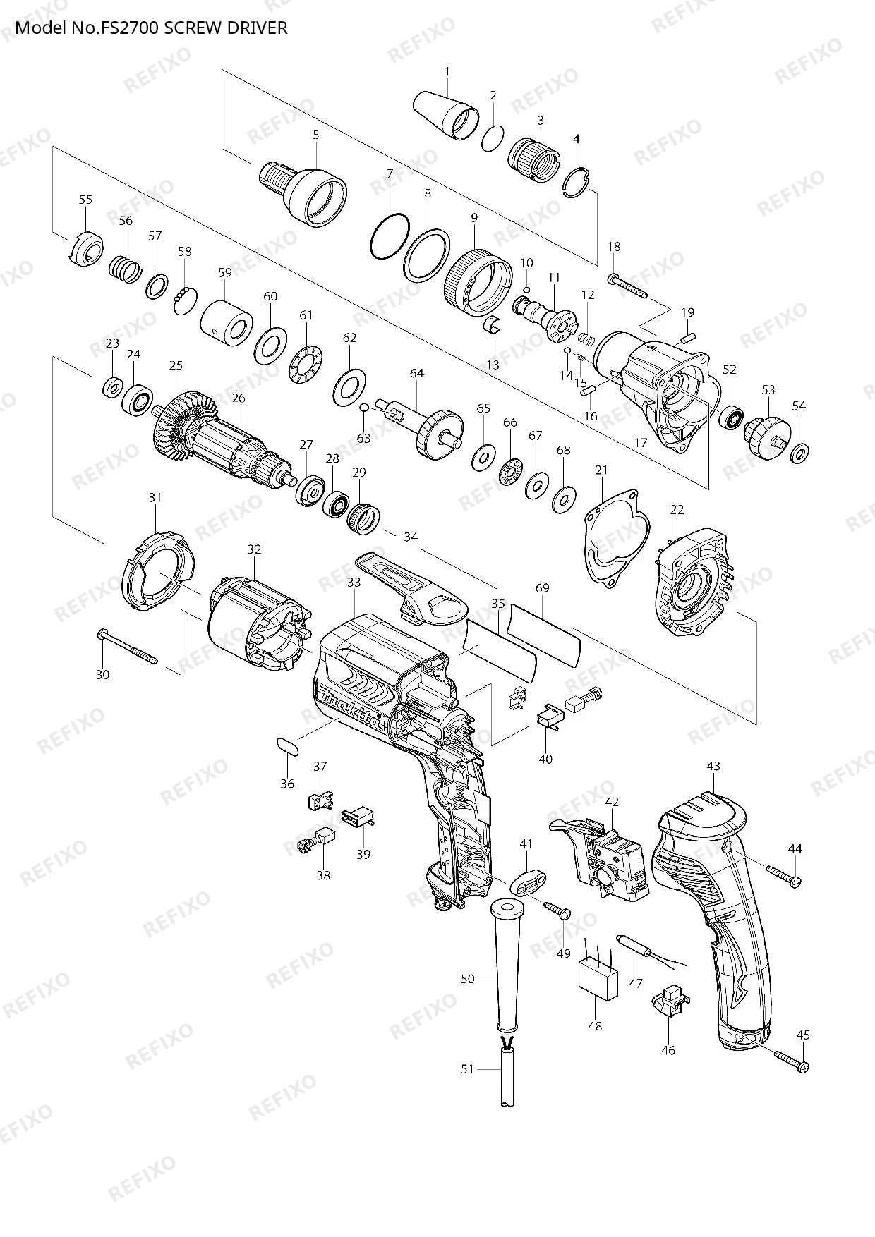 Деталировка MAKITA FS2700 — схема запчастей в разборе