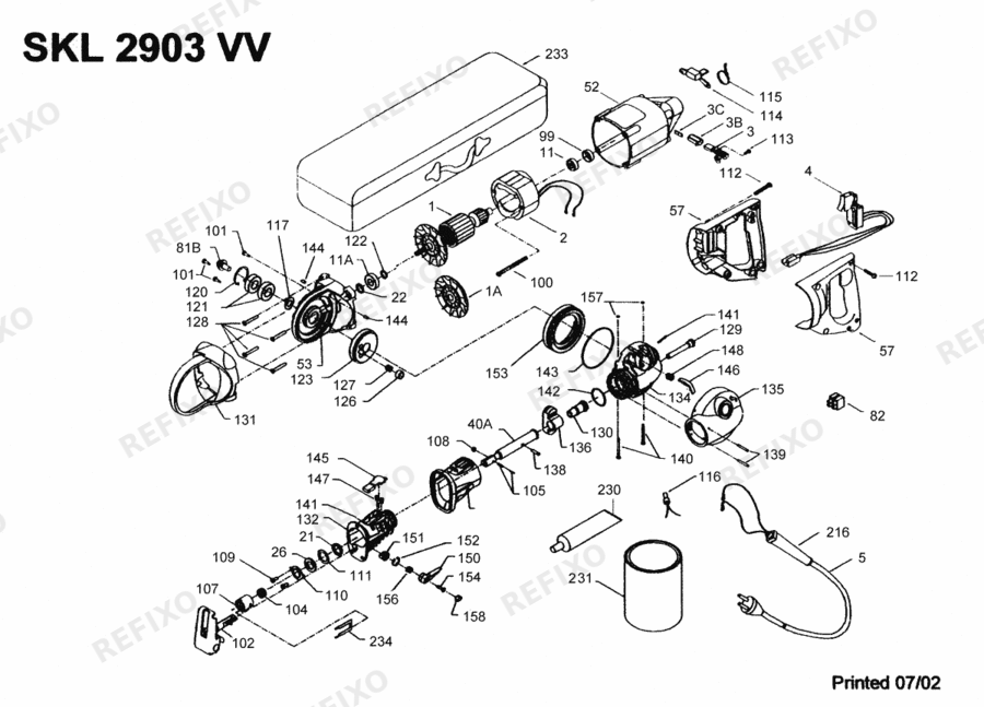 Деталировка Flex SKL 2903 VV 230CEE 300713 — схема запчастей в разборе