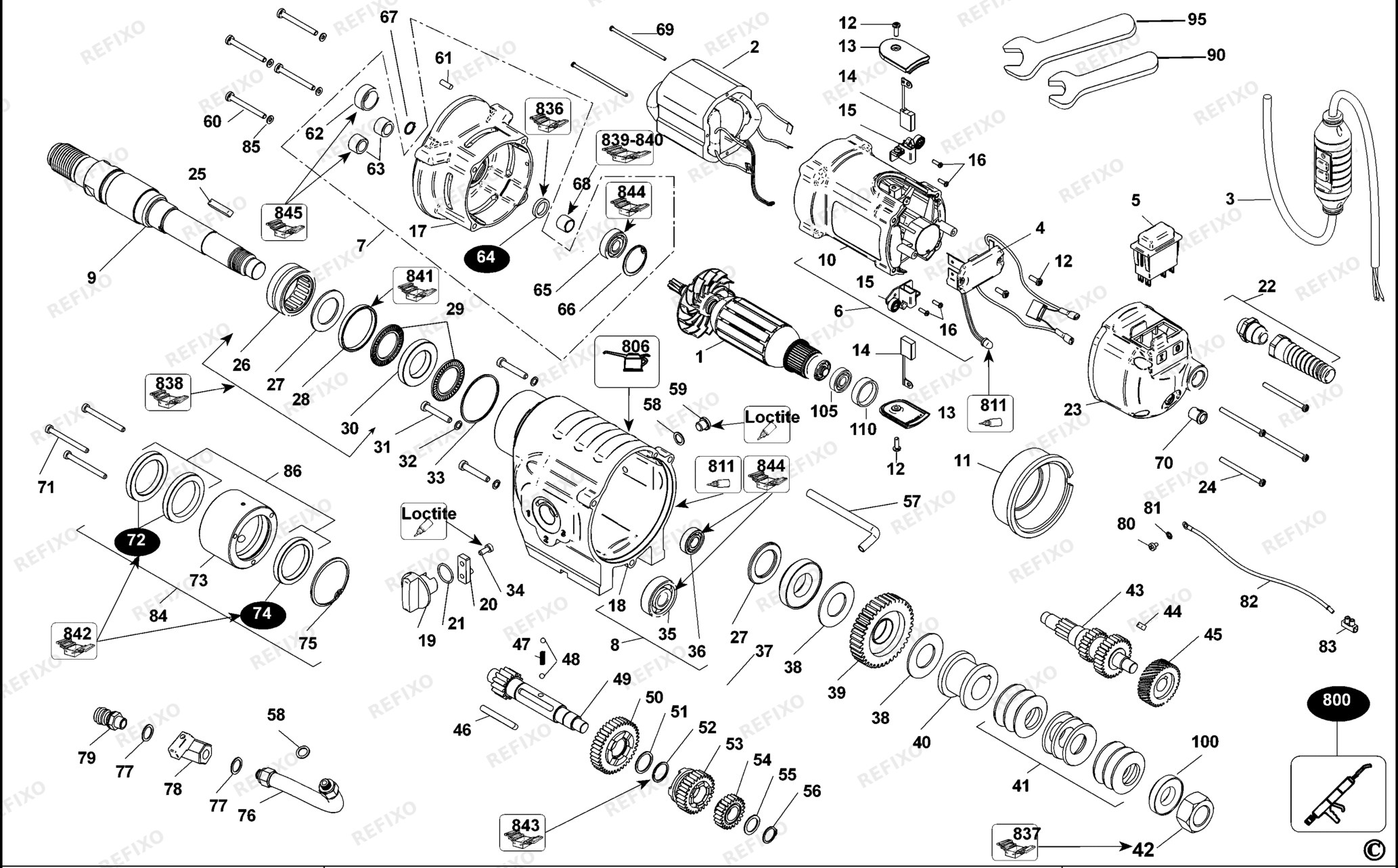 Деталировка DeWalt D21585-QS TYPE 1 DIAMANT-BOHRER D21585-QS D21585 — схема запчастей в разборе