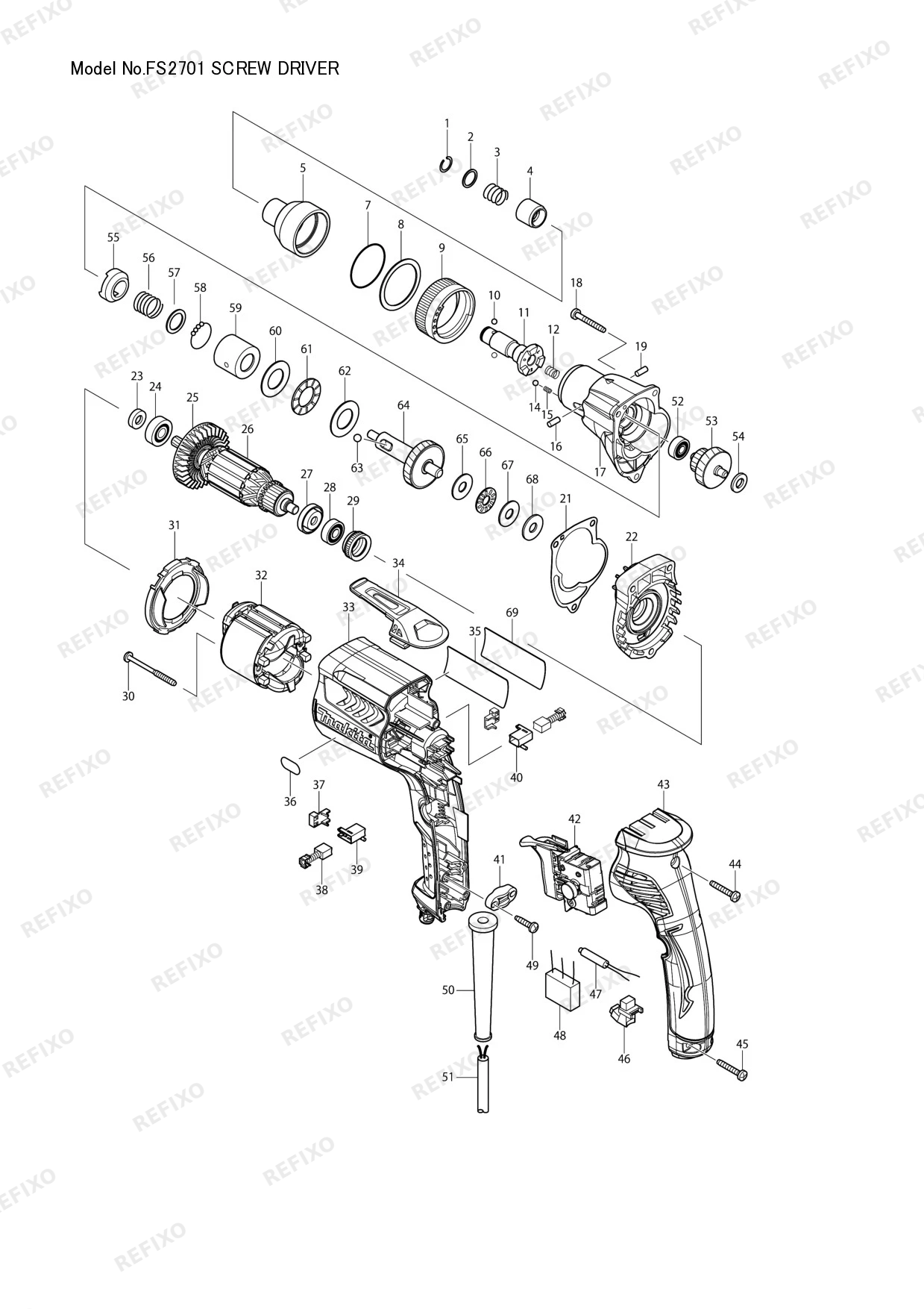 Деталировка MAKITA FS2701 — схема запчастей в разборе