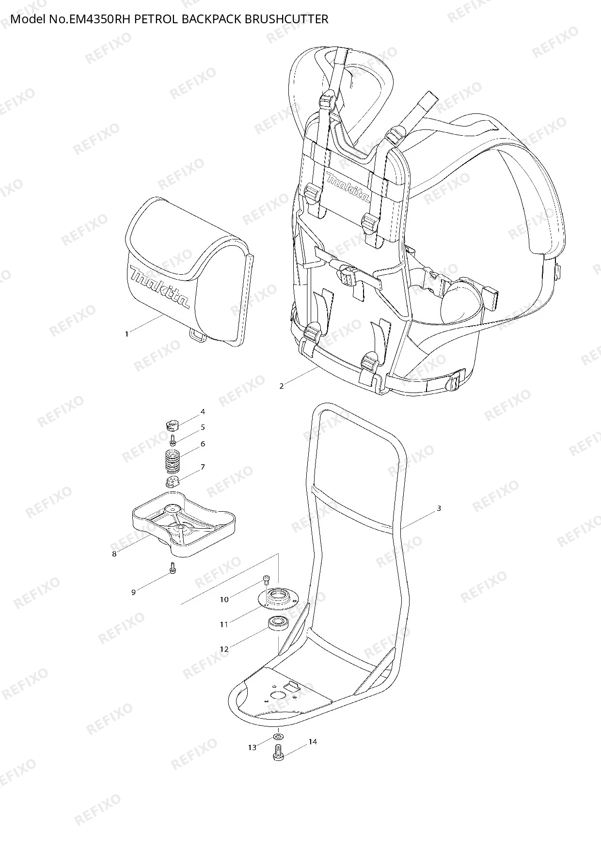Деталировка MAKITA EM4350RH — схема запчастей в разборе