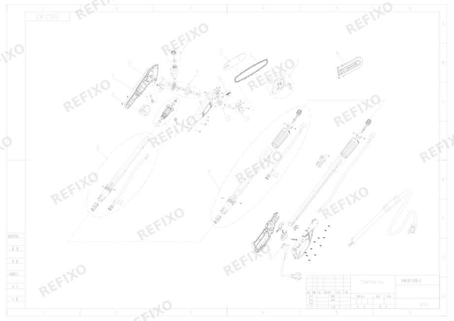 Деталировка Greenworks 20147-Exploded view — схема запчастей в разборе