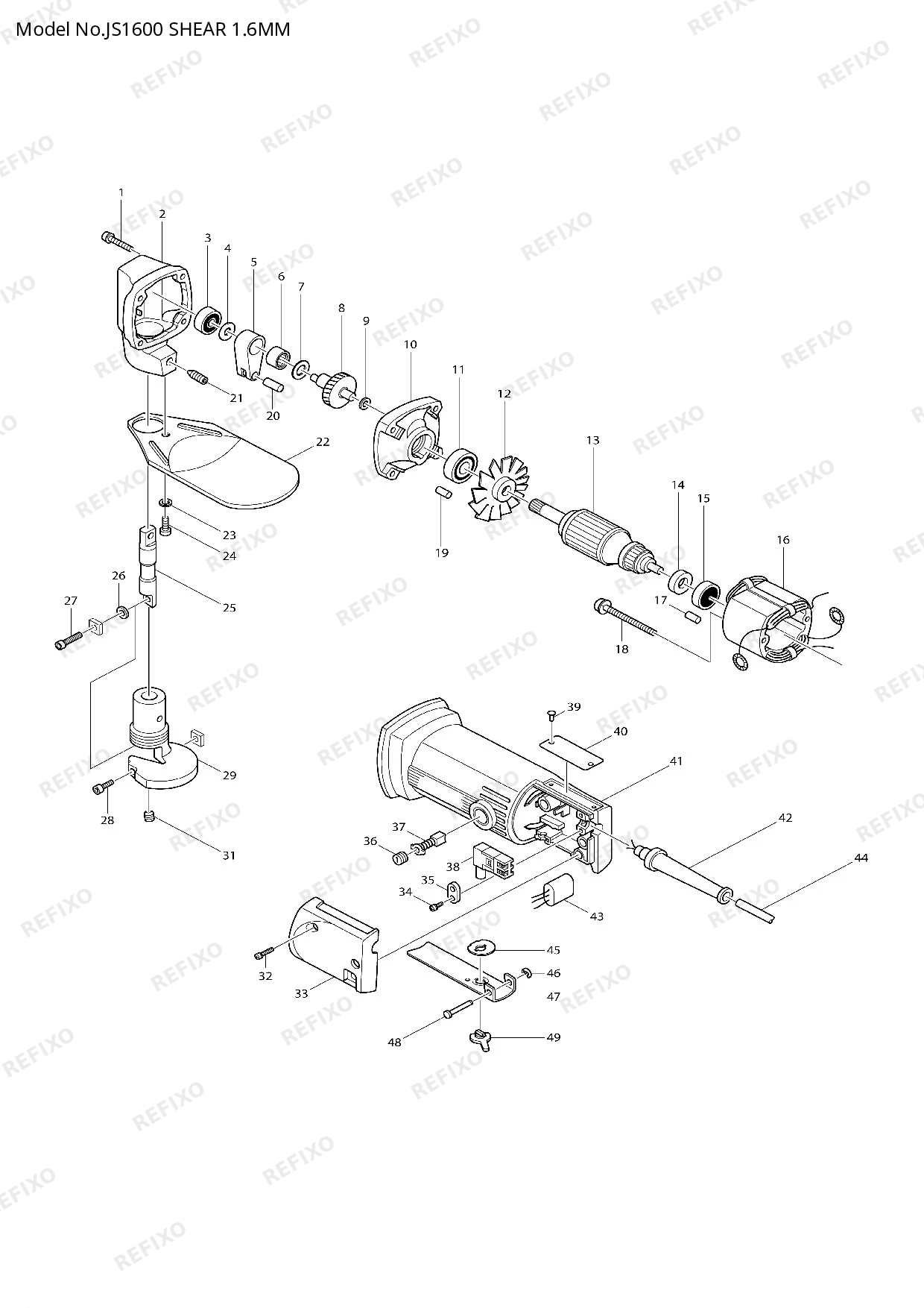 Деталировка MAKITA JS1600 — схема запчастей в разборе