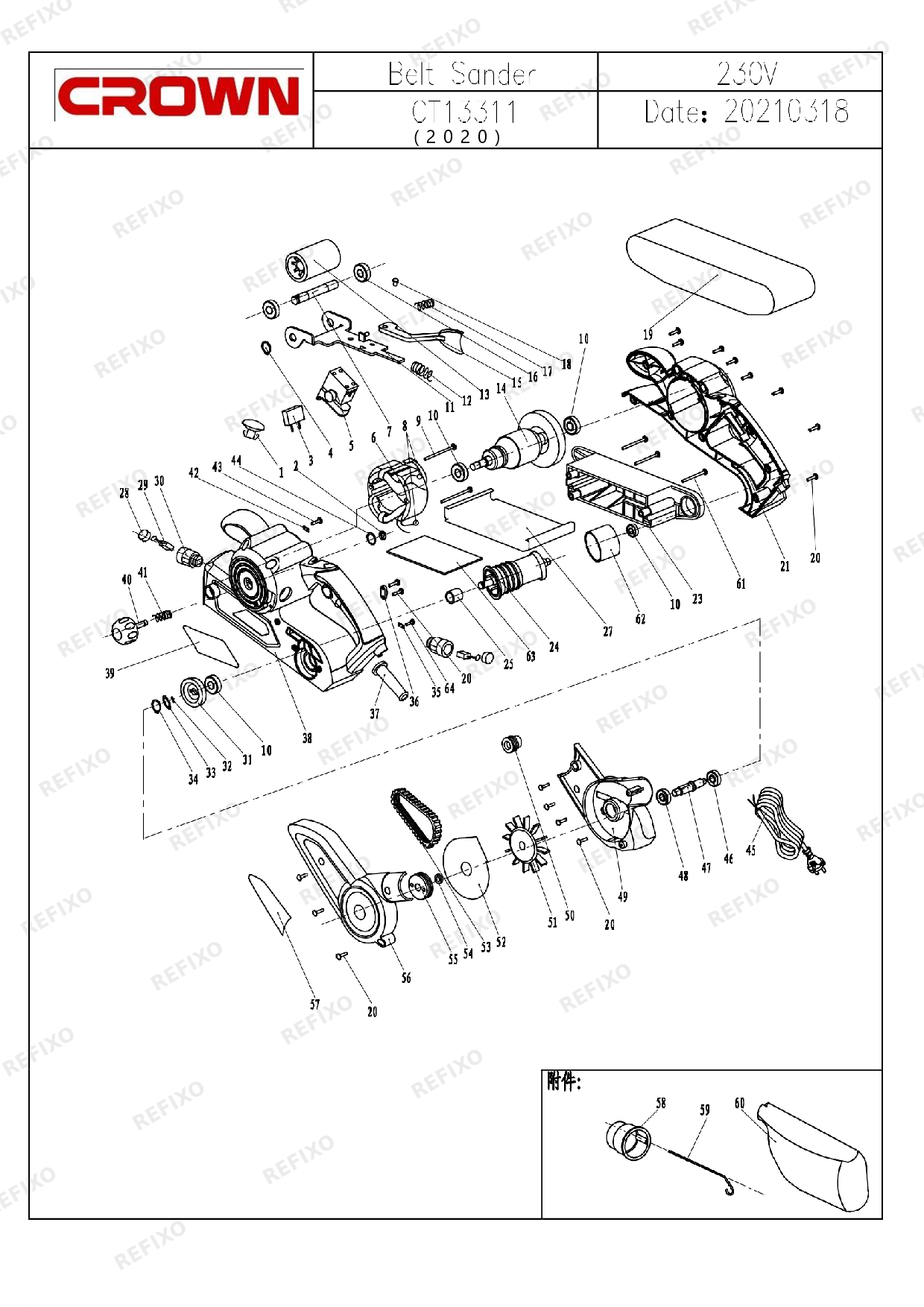 Деталировка CROWN CT13311(с с.н.200...) — схема запчастей в разборе