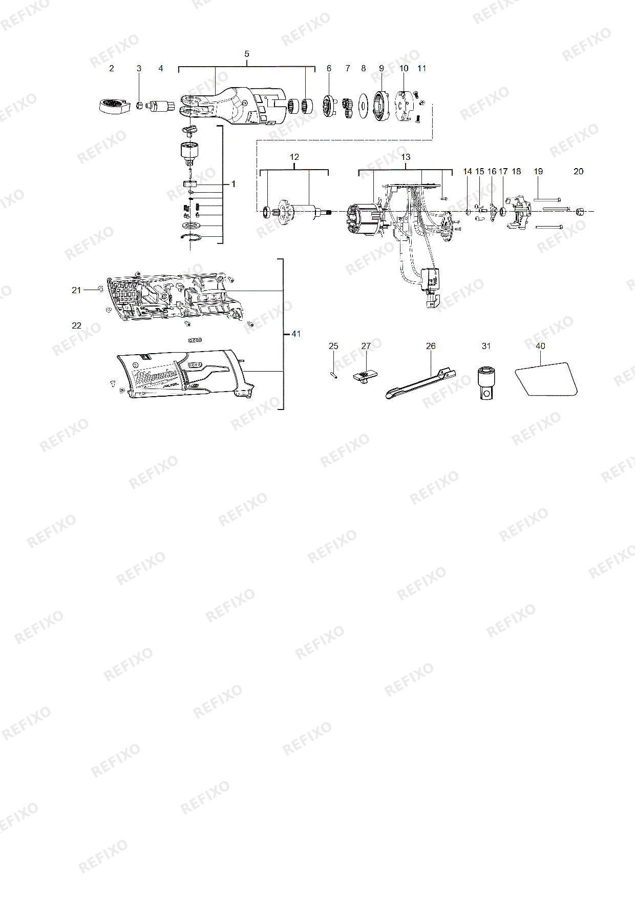 Деталировка MILWAUKEE M12FIR14 0 4933459795 4000460712 — схема запчастей в разборе