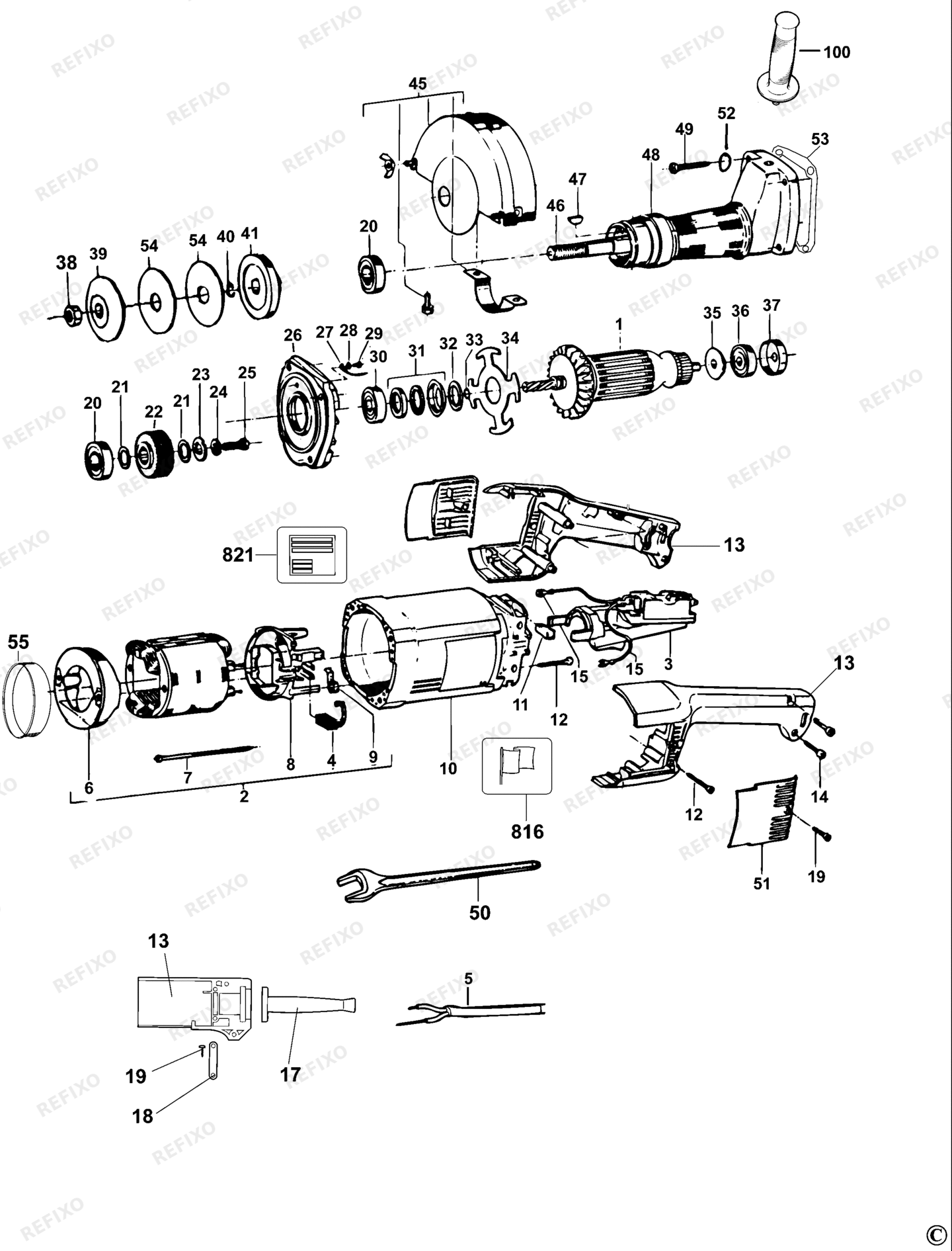 Деталировка DeWalt DW882-QS TYPE 2 GERADER шлифмашина DW882-QS DW882 — схема запчастей в разборе