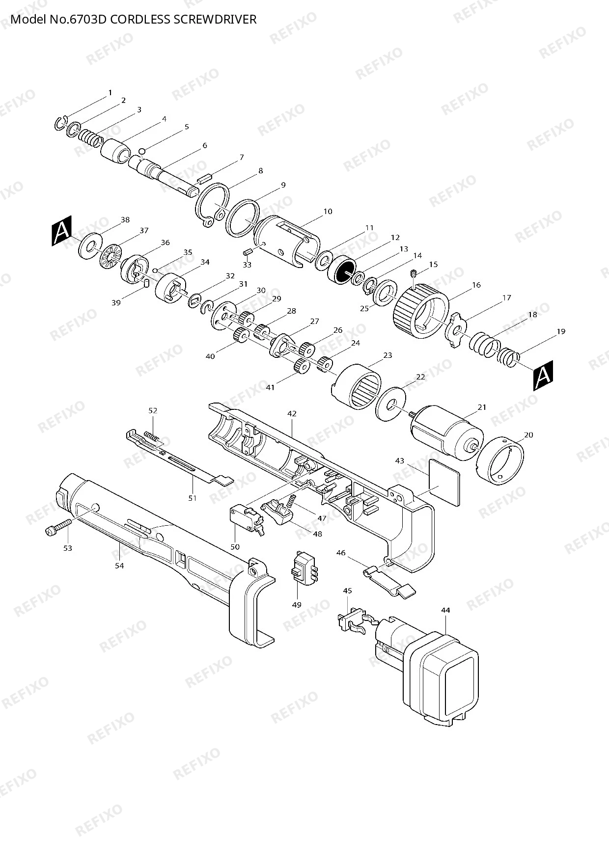 Деталировка MAKITA 6703D — схема запчастей в разборе
