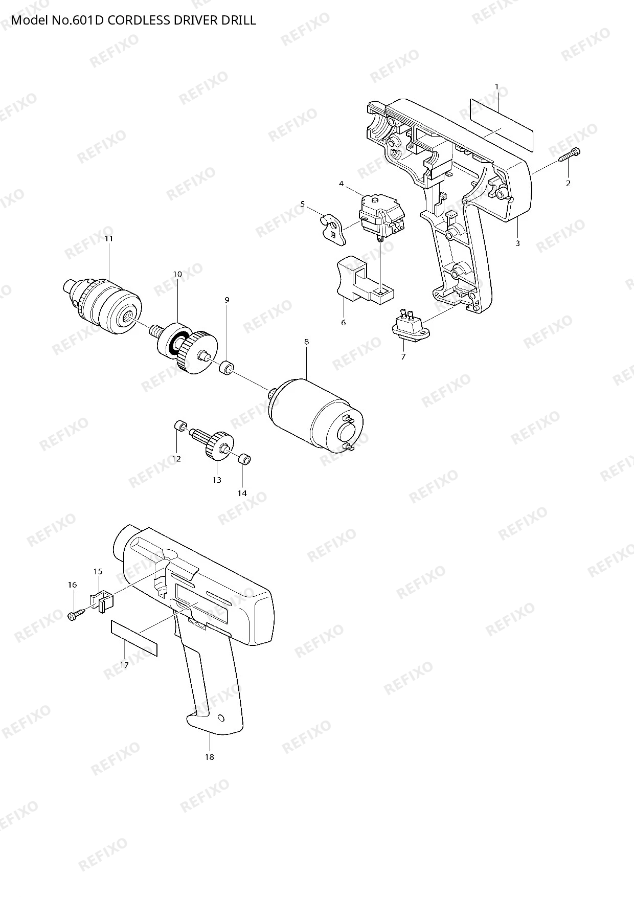Деталировка MAKITA 601D — схема запчастей в разборе