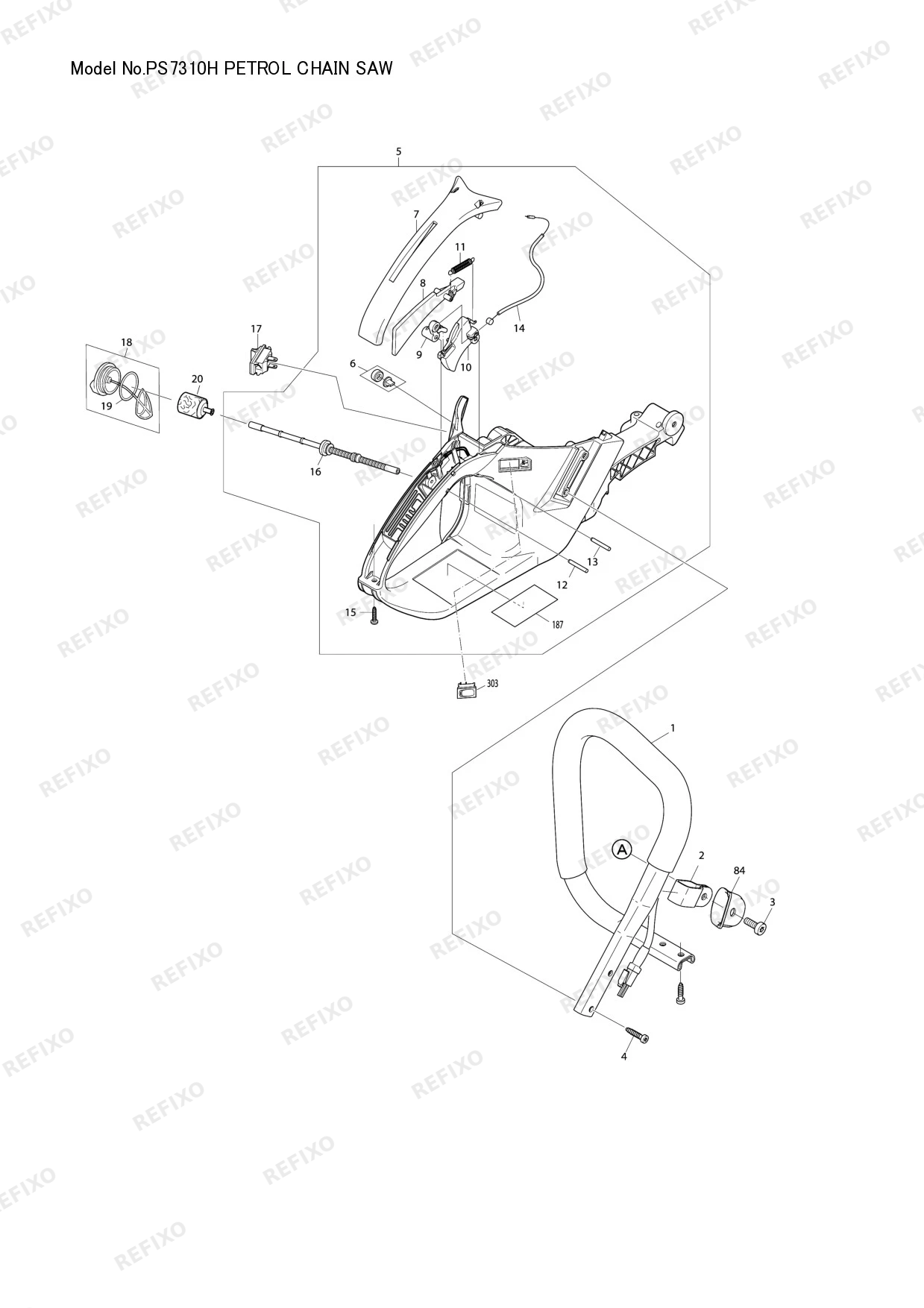 Деталировка MAKITA PS 7310H — схема запчастей в разборе