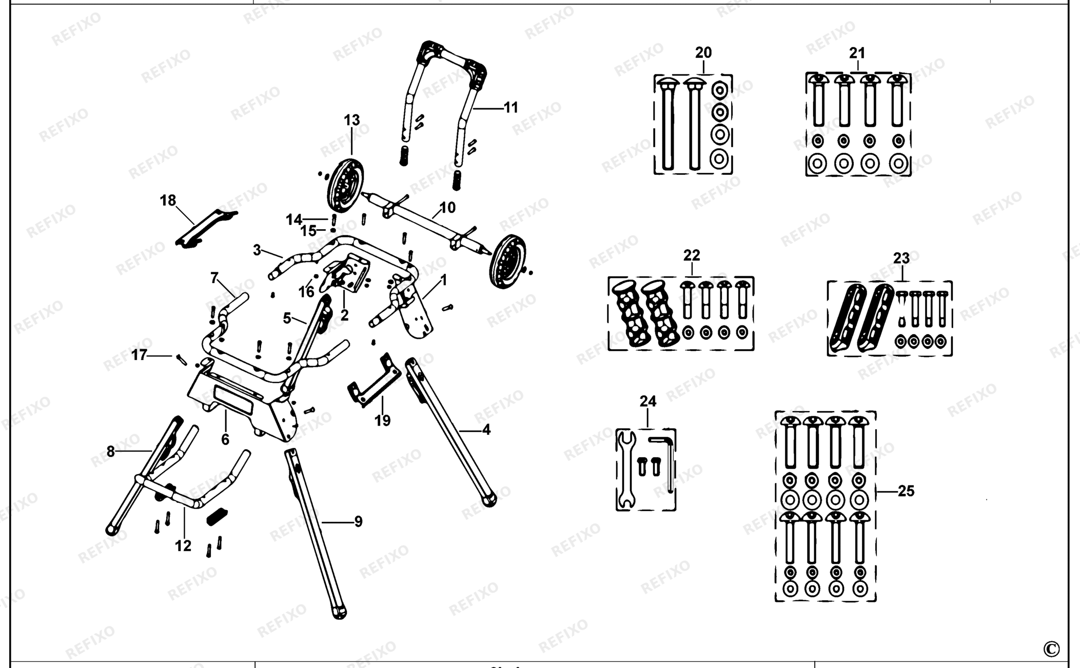 Деталировка DeWalt DWE74911-XJ TYPE 2 BEINSTÄNDER DWE74911-XJ DWE74911 — схема запчастей в разборе
