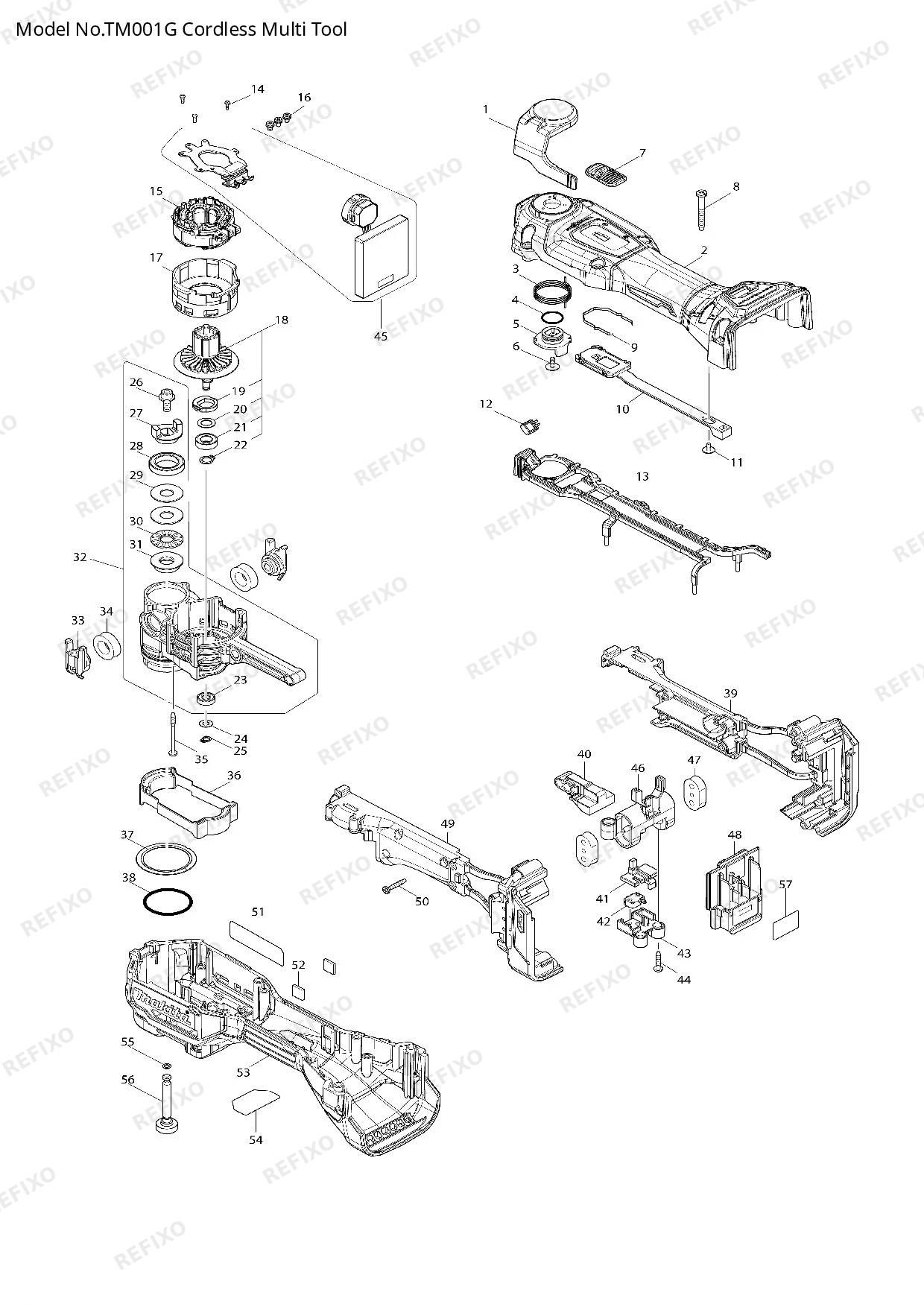 Деталировка MAKITA TM001G — схема запчастей в разборе