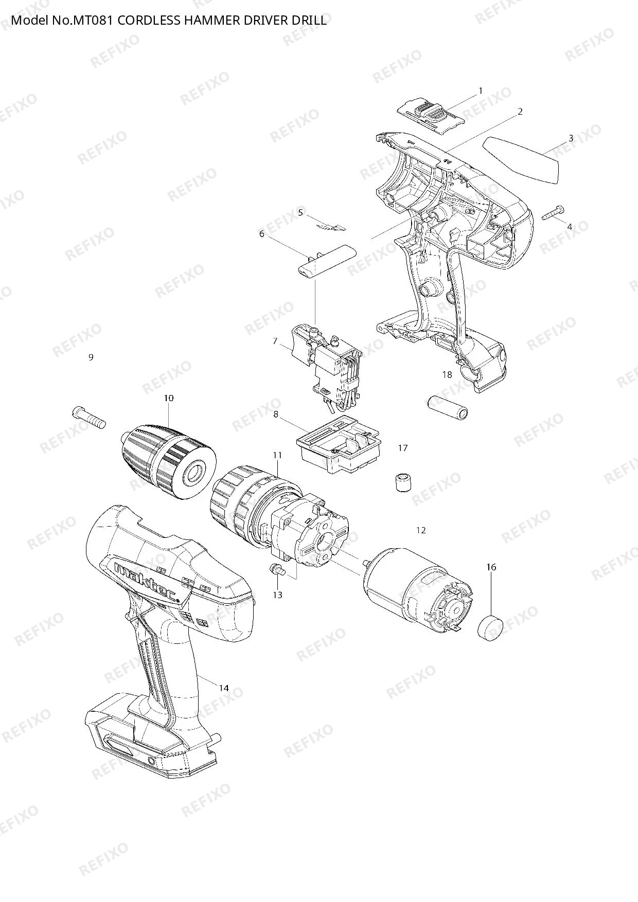 Деталировка MAKITA MT081 — схема запчастей в разборе