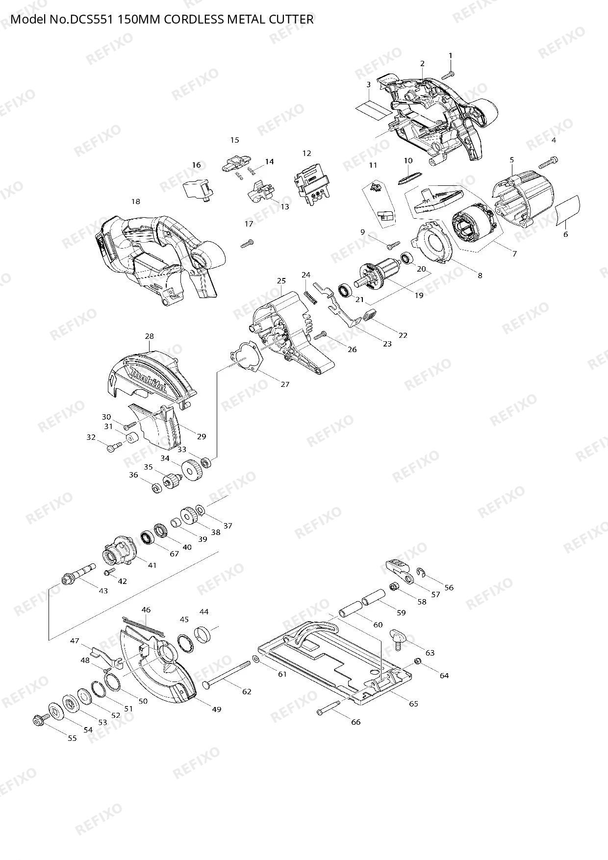 Деталировка MAKITA DCS551 — схема запчастей в разборе