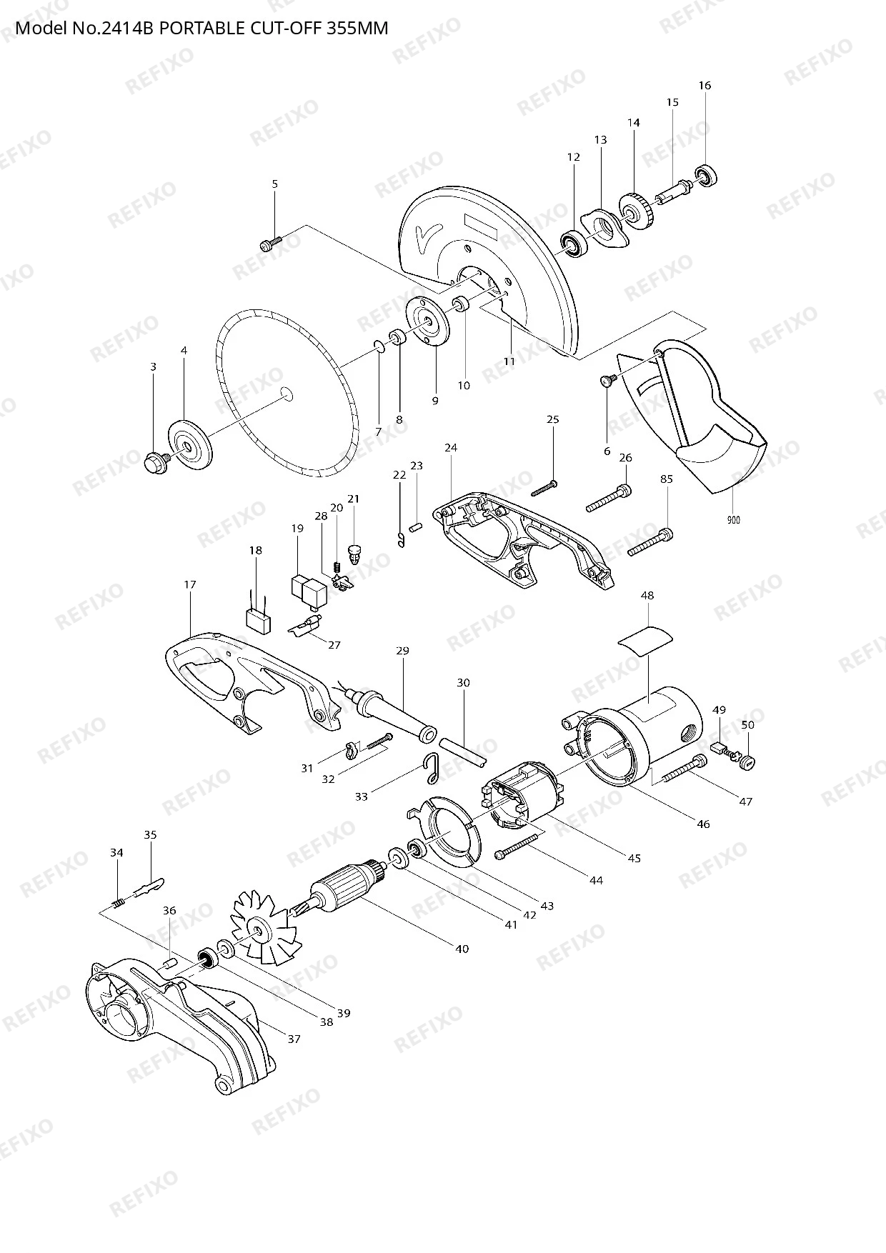Деталировка MAKITA 2414B — схема запчастей в разборе