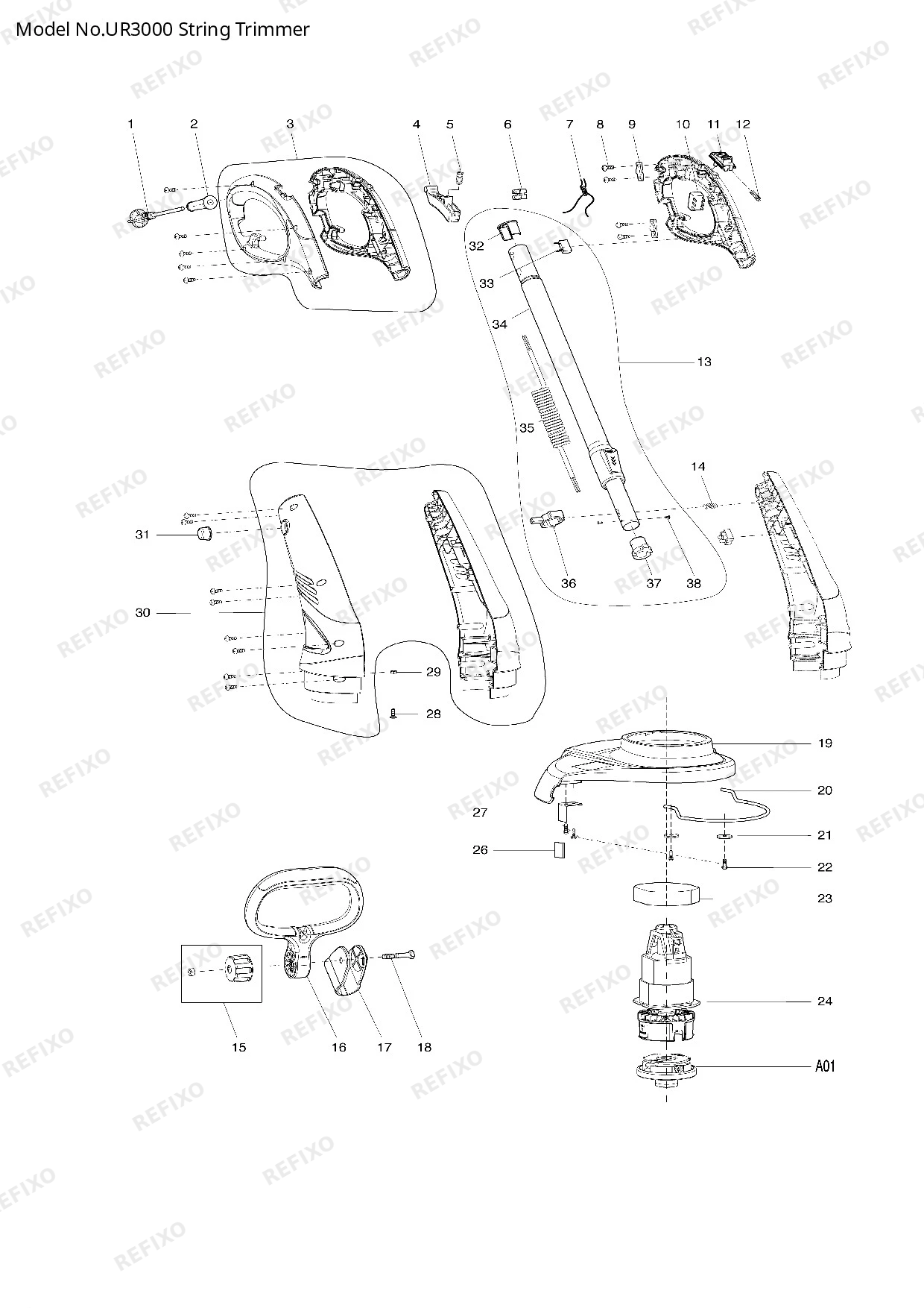 Деталировка MAKITA UR3000 — схема запчастей в разборе