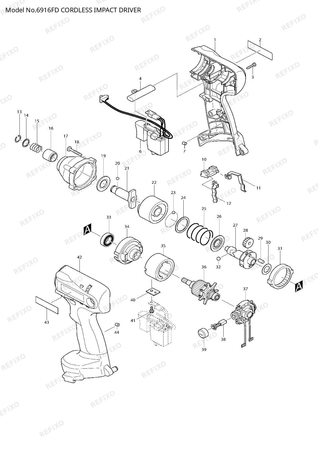 Деталировка MAKITA 6916FD — схема запчастей в разборе