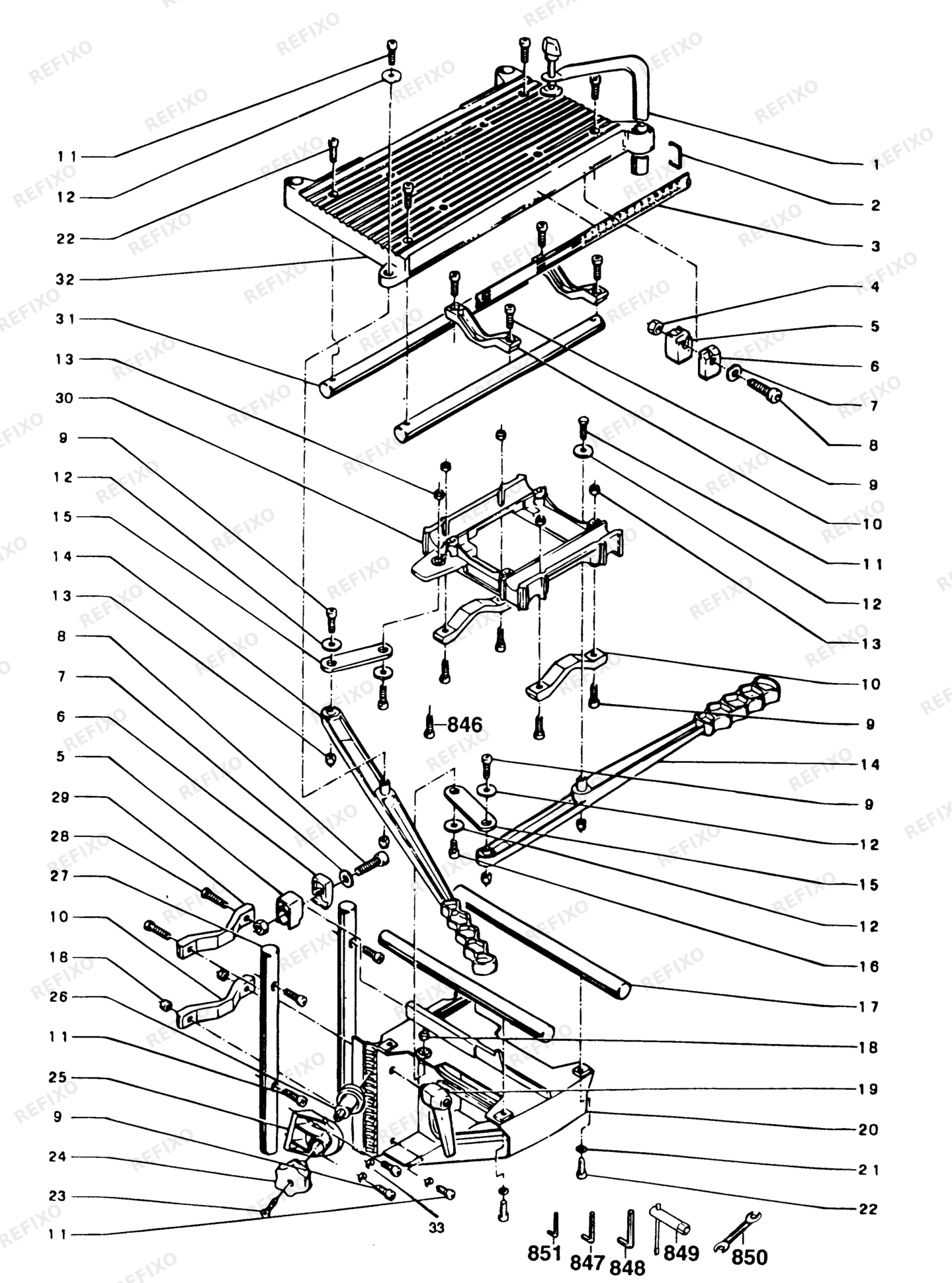 Деталировка DeWalt DW601-XJ TYPE 1 DE-MORTISING ATTACHMENT DW601-XJ DW601 — схема запчастей в разборе
