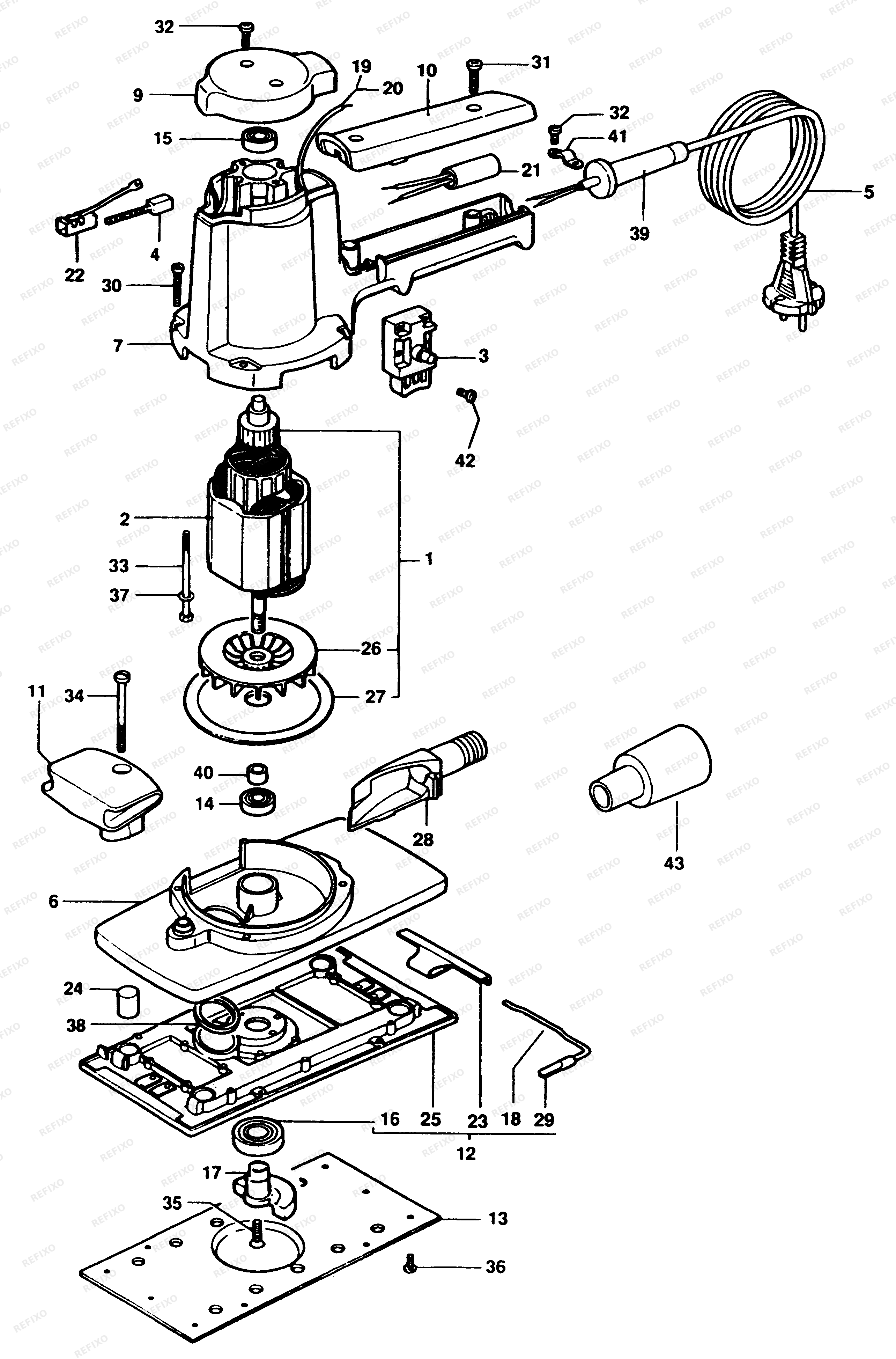 Black&Decker ШЛИФОВАЛЬНЫЙ СТАНОК P6303 — схема запчастей
