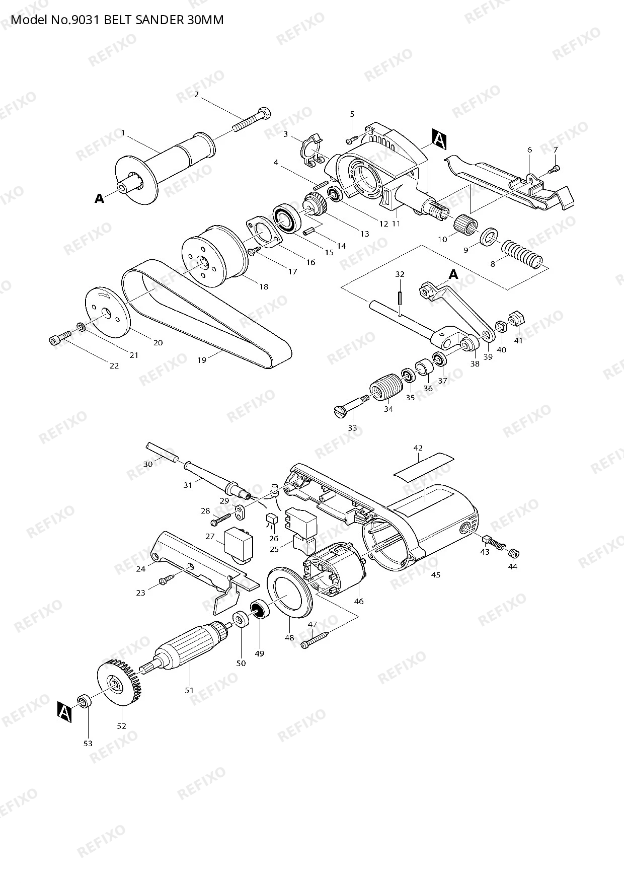 Деталировка MAKITA 9031 — схема запчастей в разборе