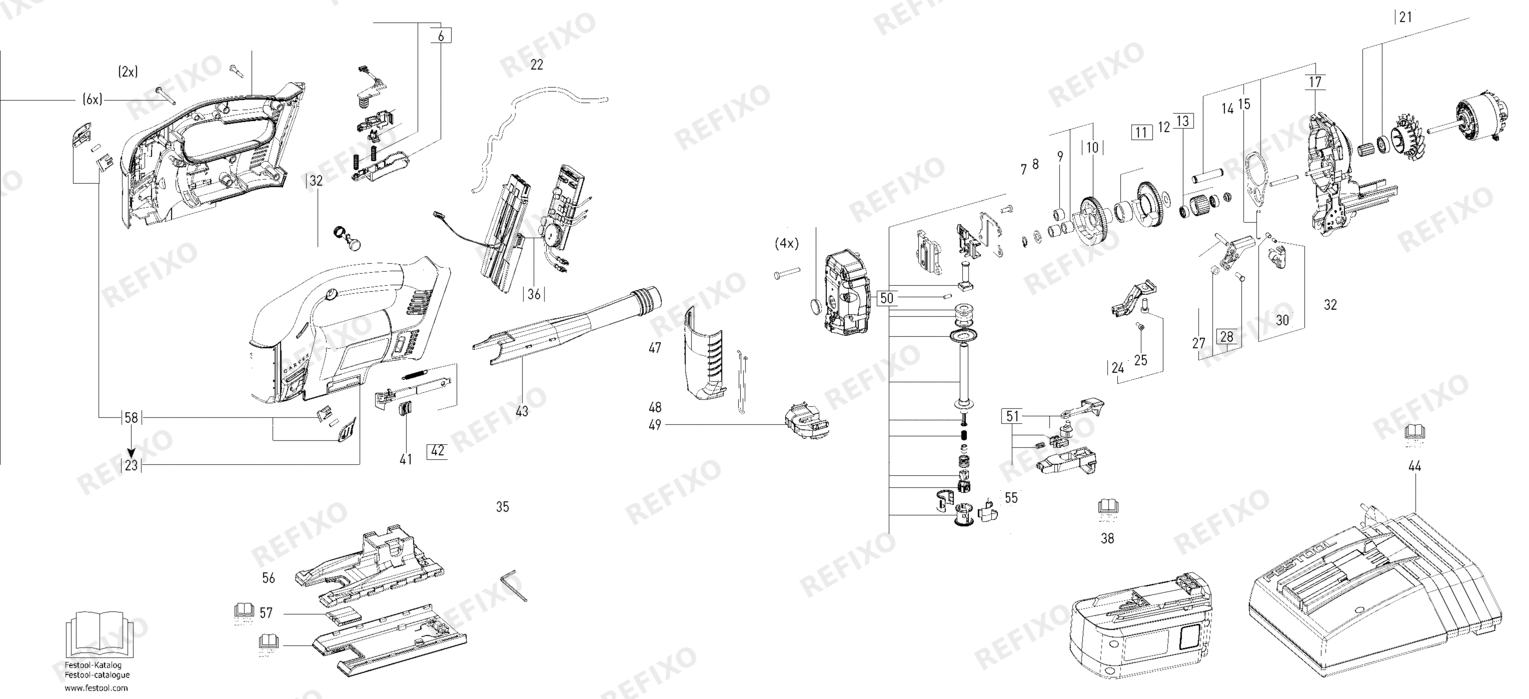 Деталировка Festool PSBC 420 EB - Pendelstichsäge 10003824 — схема запчастей в разборе