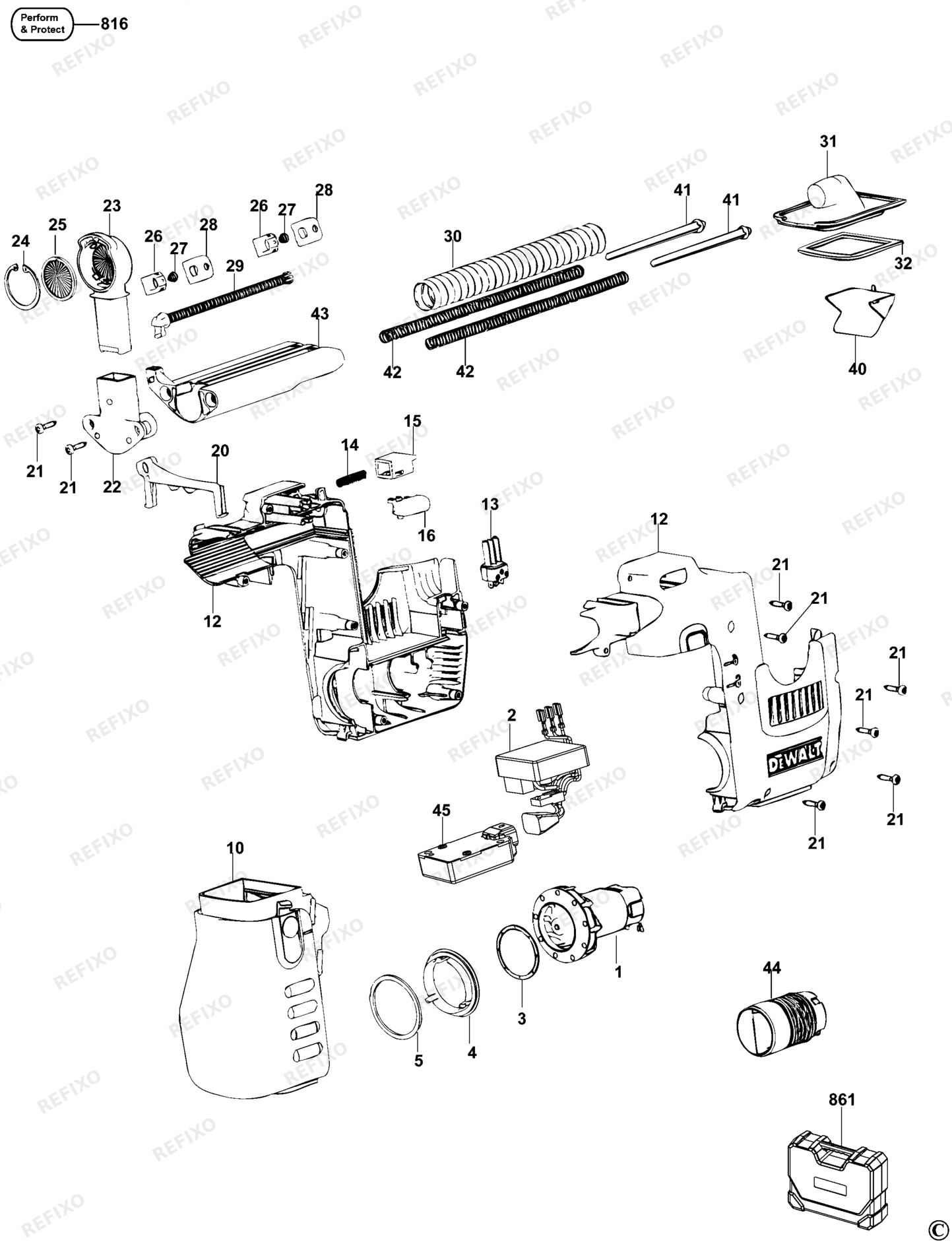 Деталировка DeWalt D25300DH-QS TYPE 2 STAUBABSAUGER D25300DH-QS D25300DH — схема запчастей в разборе