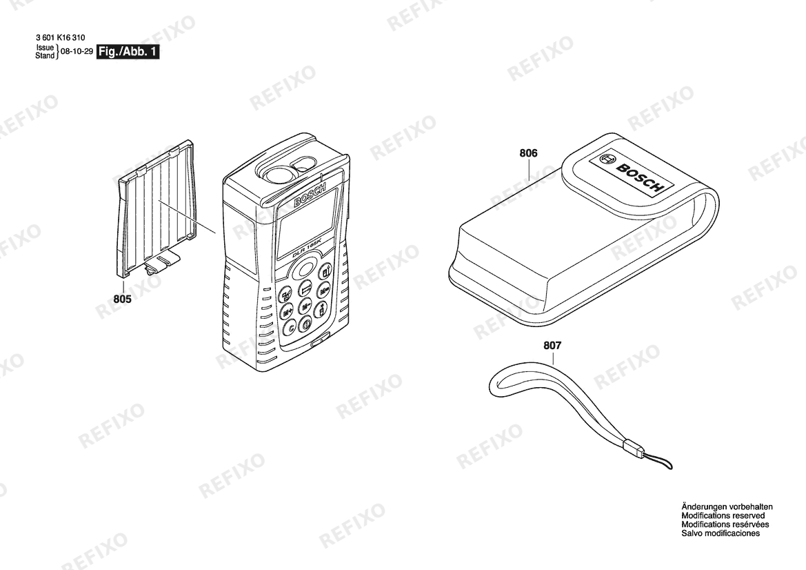 Деталировка Bosch Entfernungsmesser DLR130K | 061 - US (3 601 K16 310) — схема запчастей в разборе