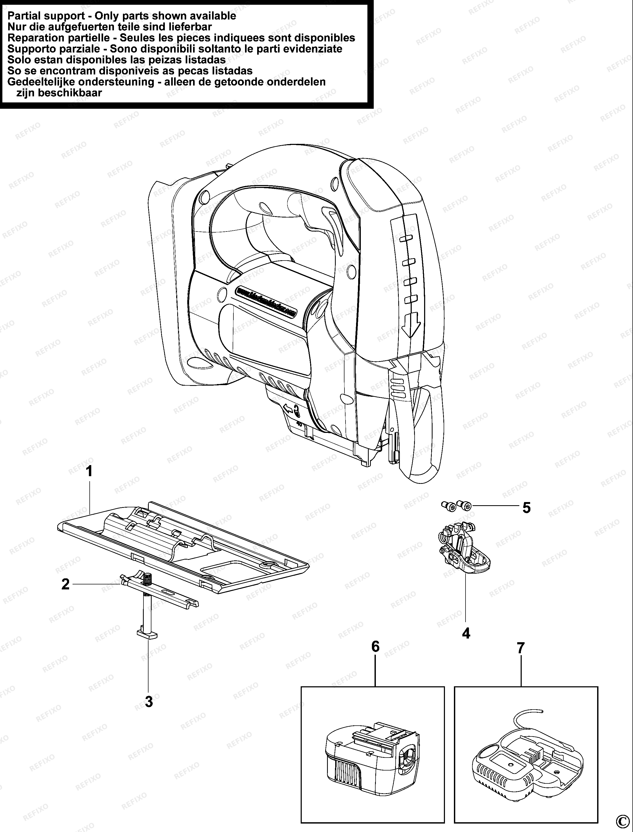 Black&Decker АККУМУЛЯТОРНЫЙ ЛОБЗИК BD1800JS — схема запчастей