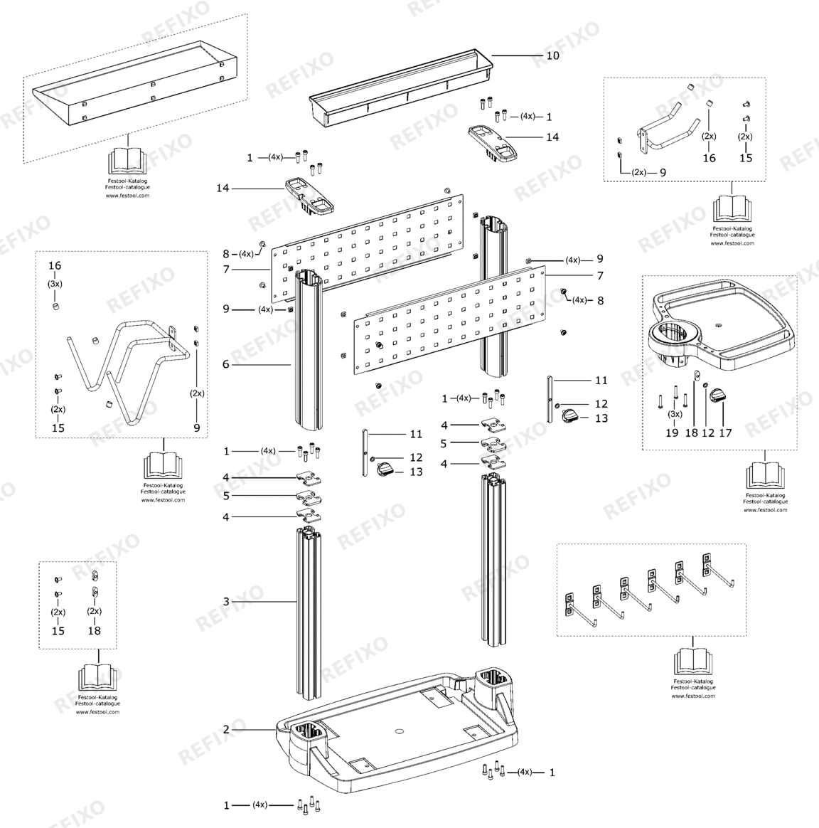 Деталировка Festool Workcenter WCR 1000 35000327 — схема запчастей в разборе