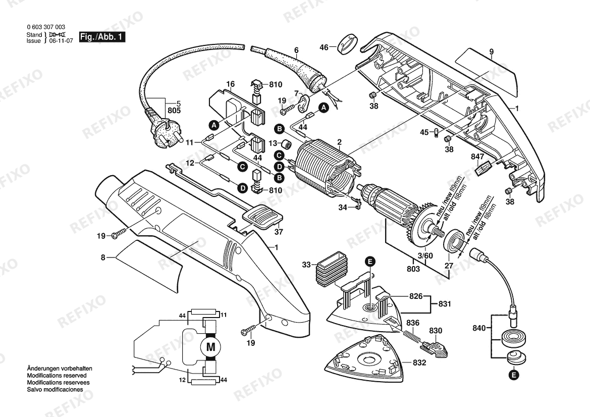 Деталировка Bosch Deltaschleifer PDA 100 | 115 V | 025 - AMS (0 603 307 034) — схема запчастей в разборе