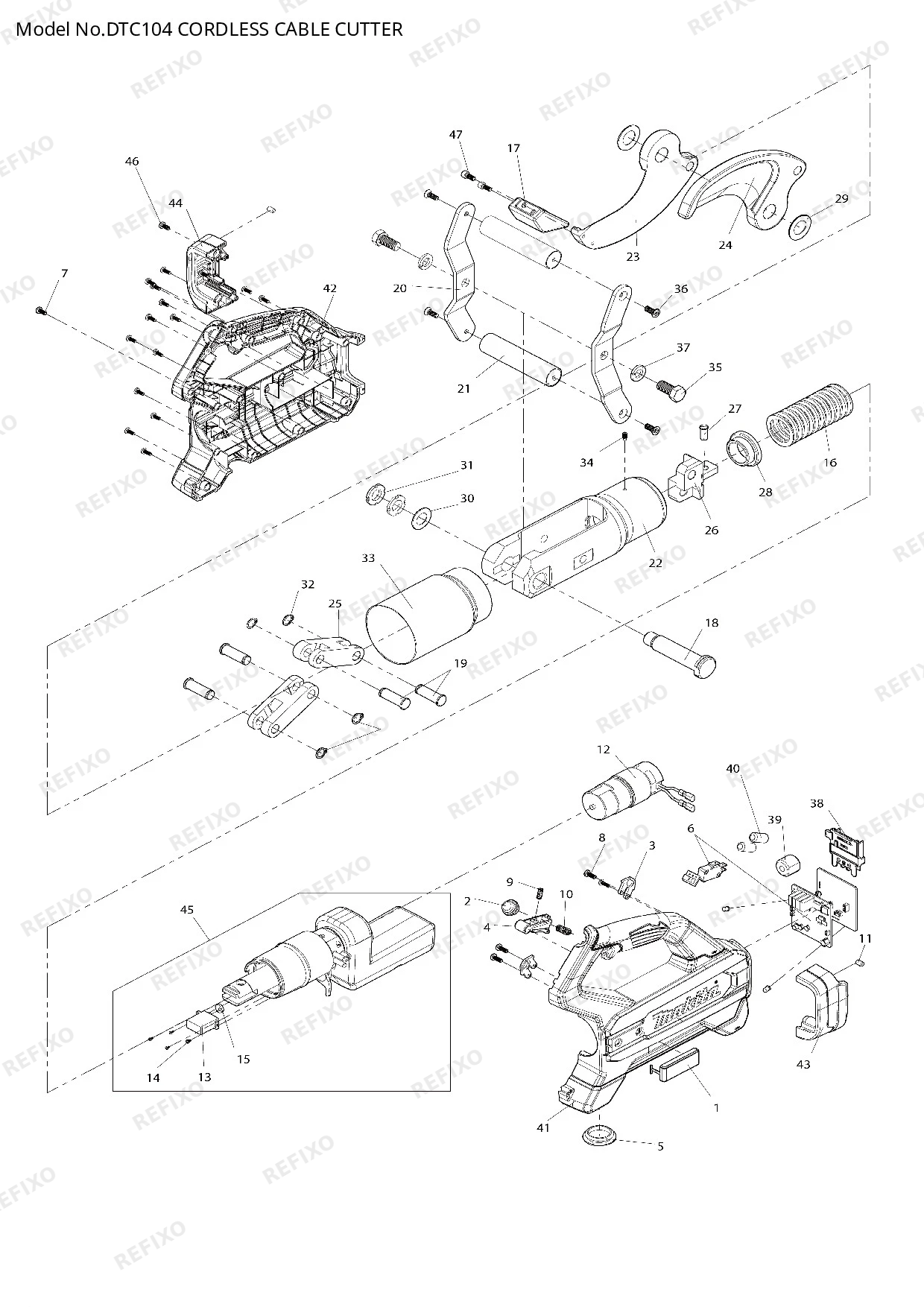 Деталировка MAKITA DTC104 — схема запчастей в разборе