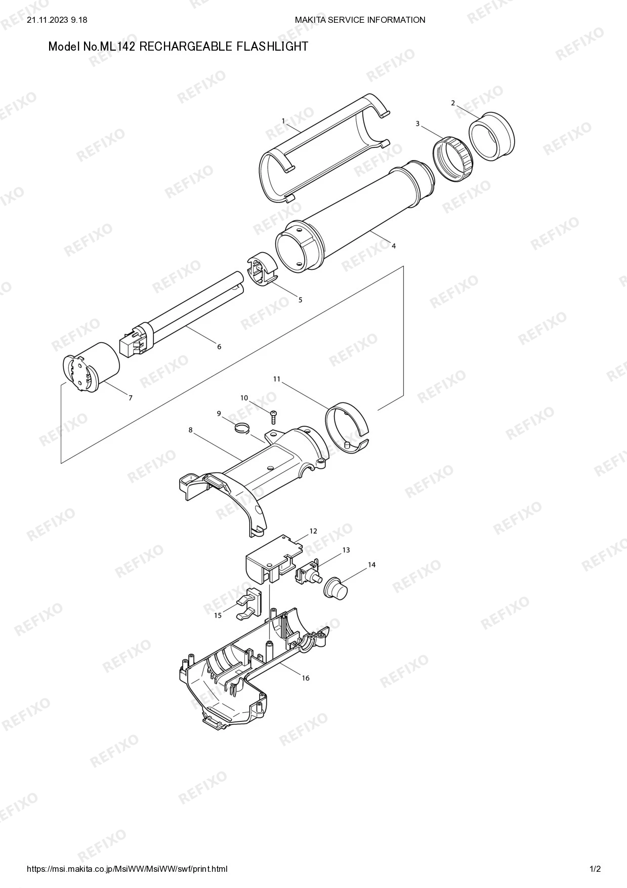 Деталировка MAKITA ML142 — схема запчастей в разборе
