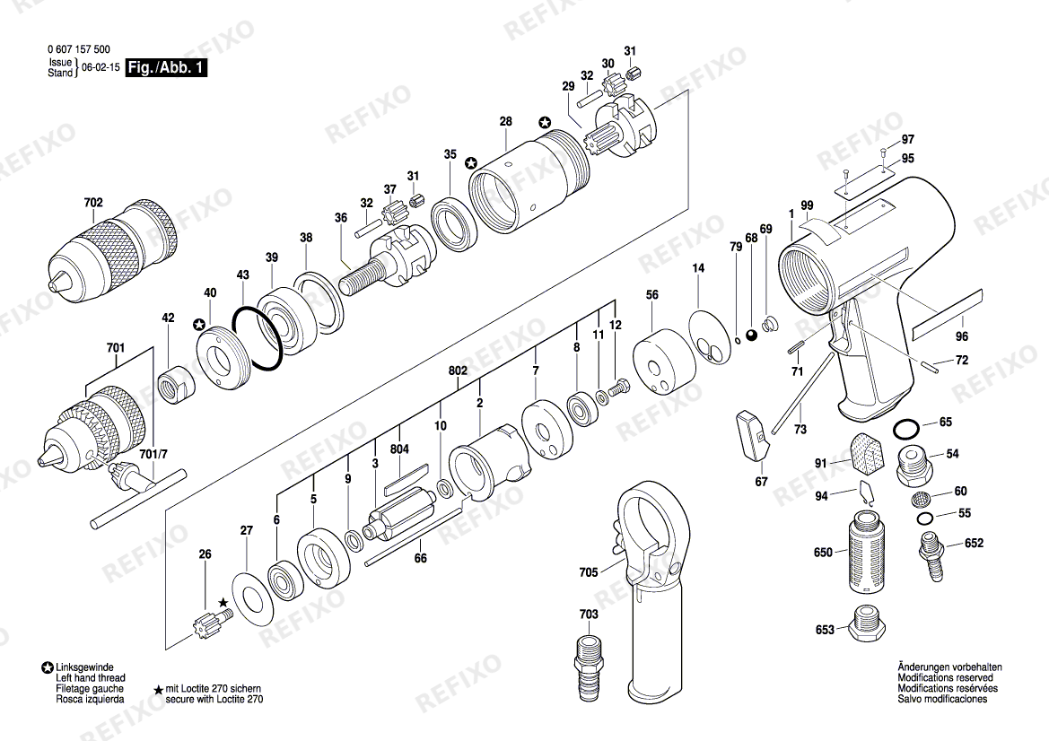 Деталировка Bosch Pw- дрель -Ind 740 WATT-SERIE (0 607 157 500) — схема запчастей в разборе