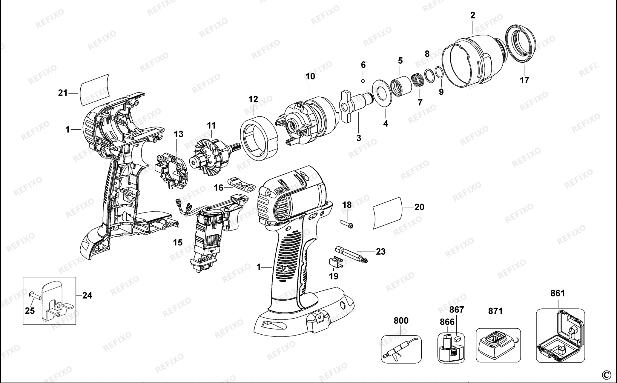 Деталировка DeWalt DC845-QW TYPE 10 SCHLAGSCHRAUBER DC845-QW DC845 — схема запчастей в разборе