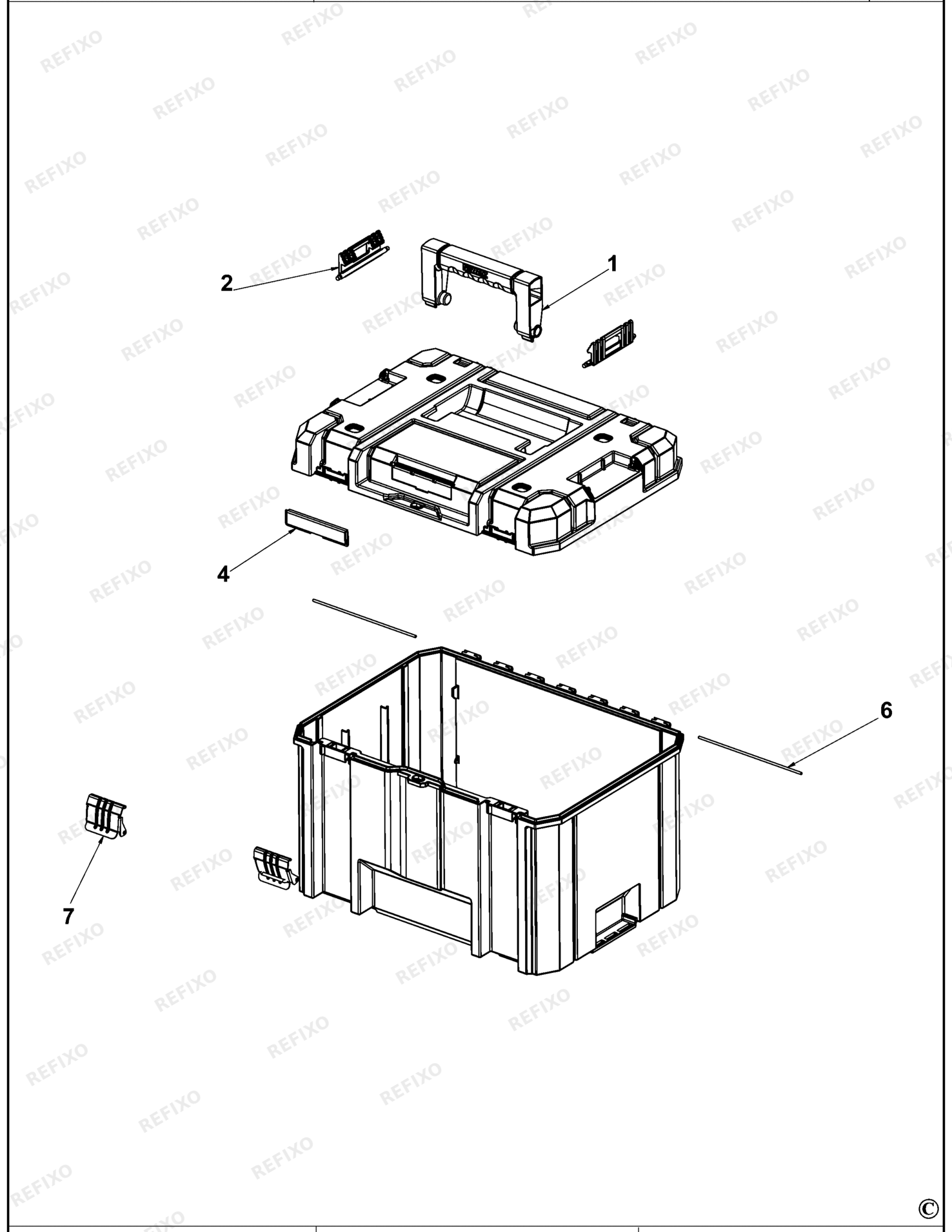Деталировка DeWalt DWST83346-1-XJ TYPE 1 WERKZEUGBOX DWST83346-1-XJ DWST83346-1 — схема запчастей в разборе