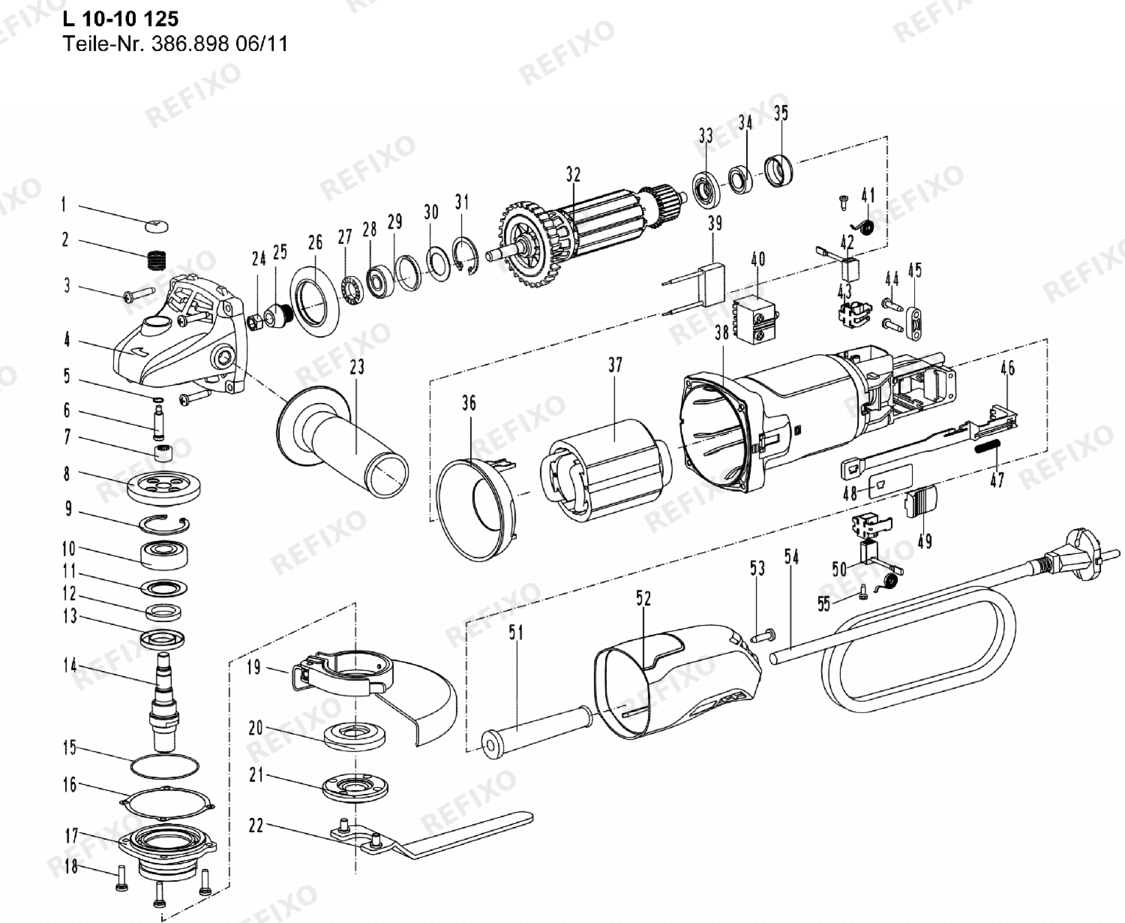 Деталировка Flex L 10-10 125 bis 01.01.2016 385123 — схема запчастей в разборе
