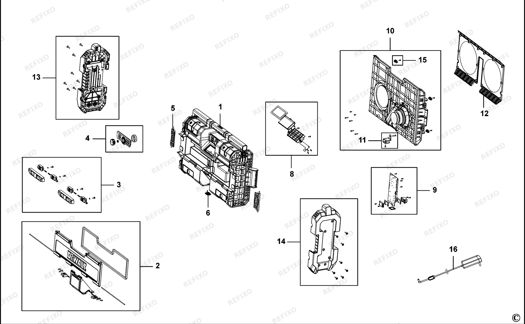 Деталировка DeWalt DWST1-75664-XJ TYPE 1 SITE RADIO DWST1-75664-XJ DWST1-75664 — схема запчастей в разборе