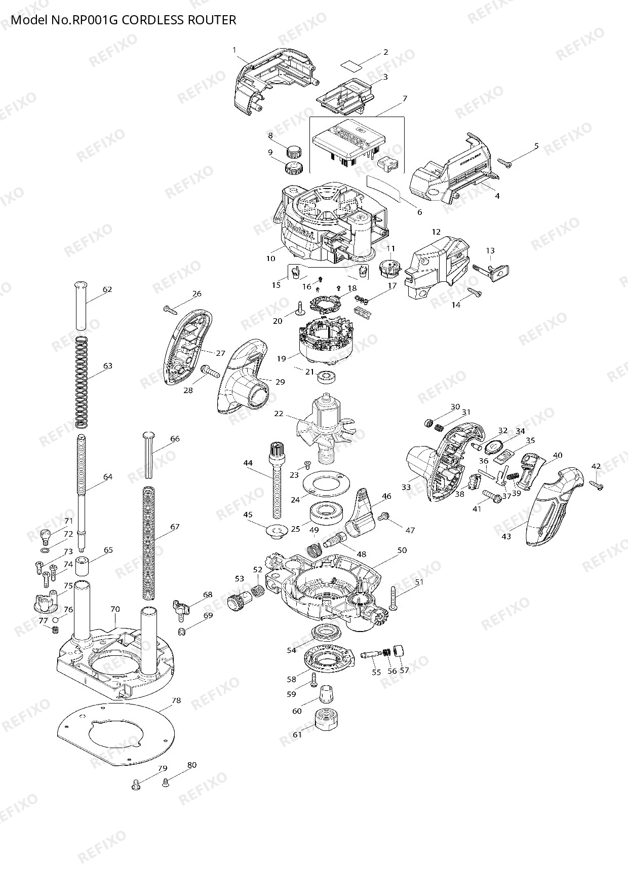 Деталировка MAKITA RP001G — схема запчастей в разборе