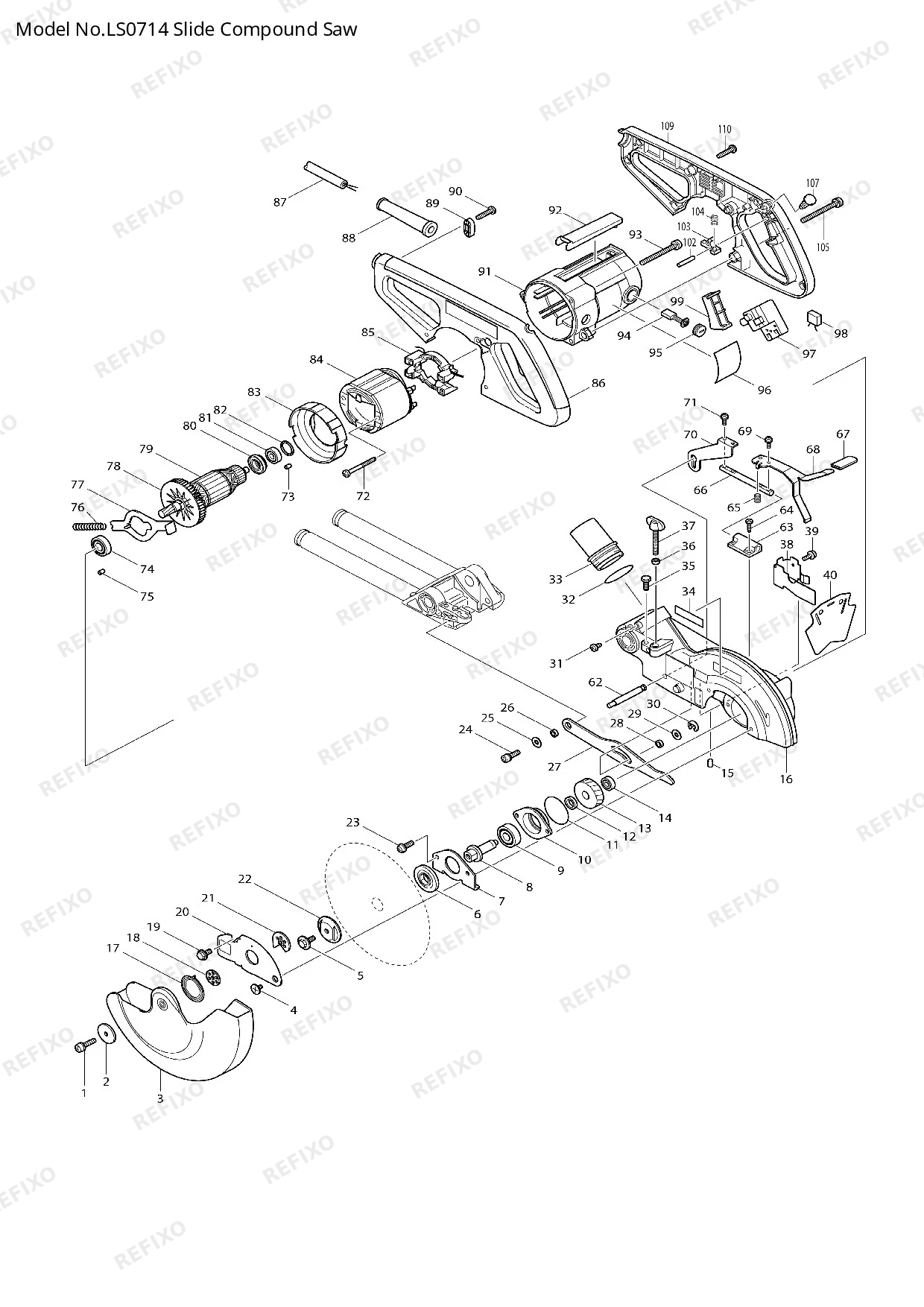 Деталировка MAKITA LS0714 — схема запчастей в разборе