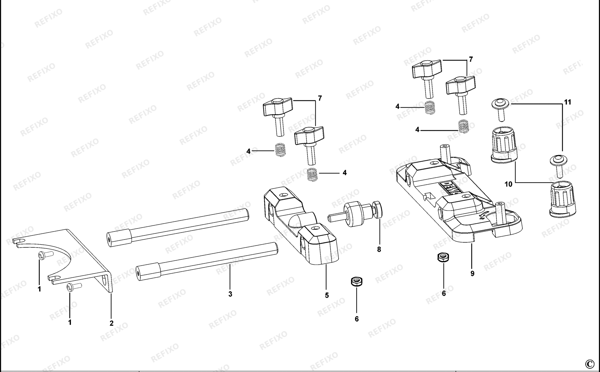 Деталировка DeWalt DWS5031-XJ TYPE 12 DE-WOODWORKING ATTACHMENT DWS5031-XJ DWS5031 — схема запчастей в разборе