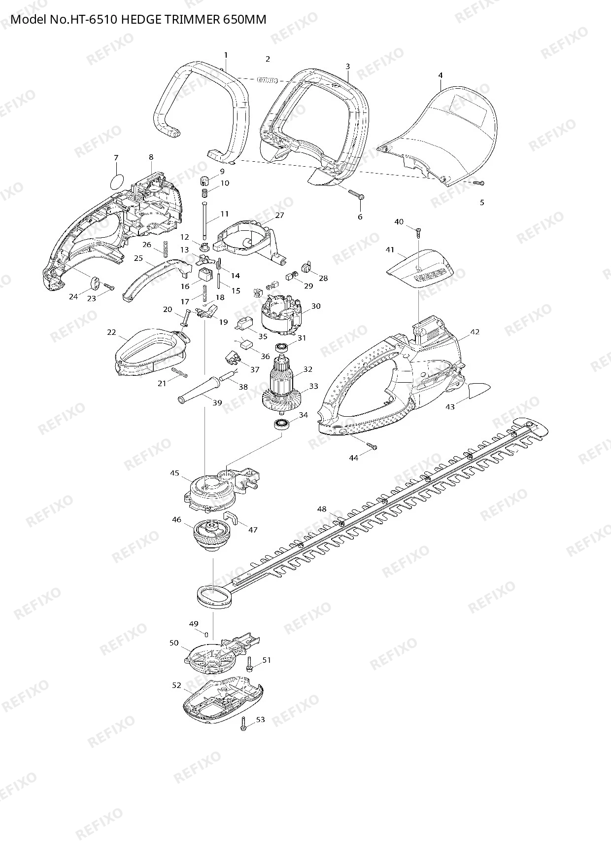 Деталировка MAKITA HT 6510 — схема запчастей в разборе