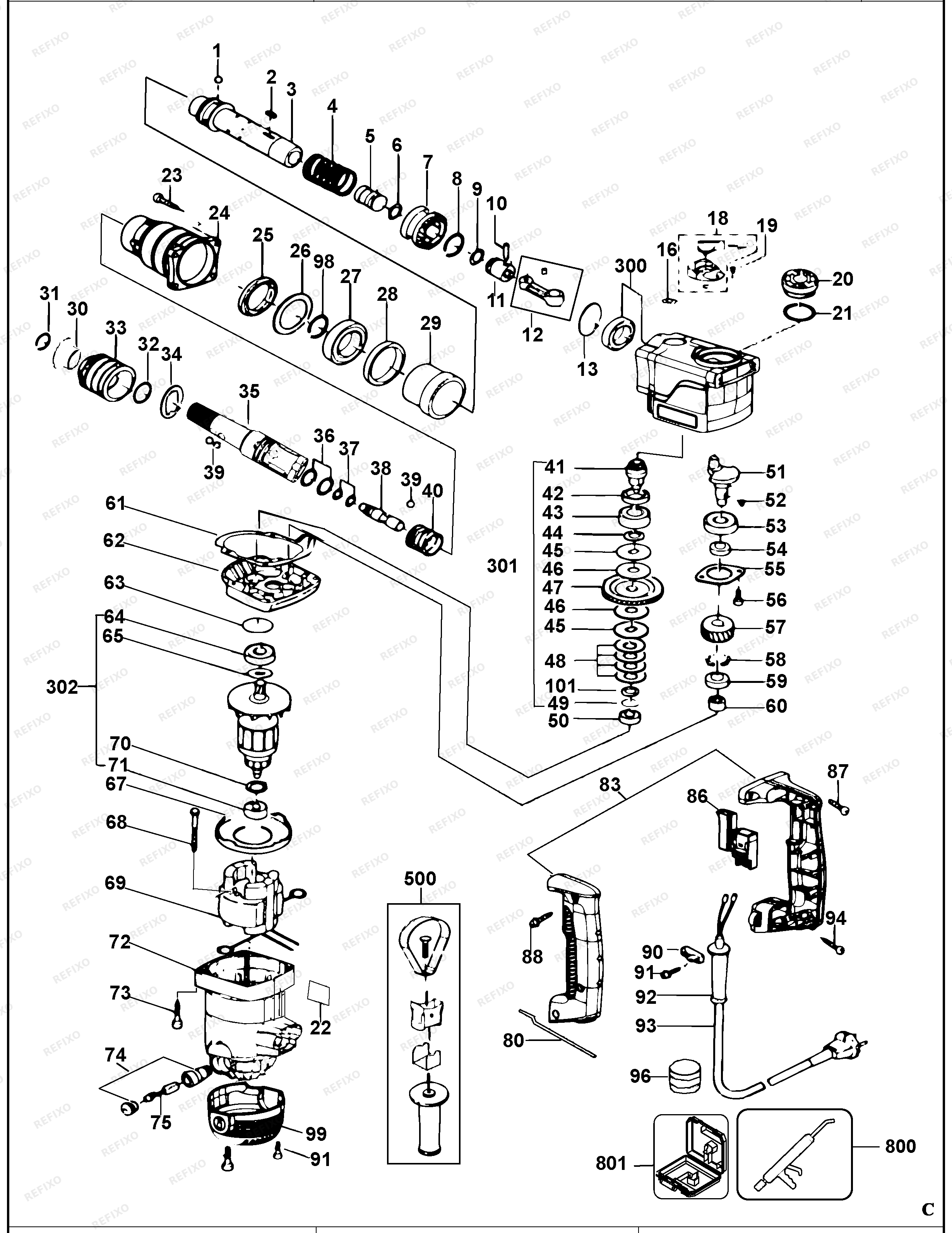 Black&Decker УДАРНАЯ ДРЕЛЬ BPHR272K — схема запчастей